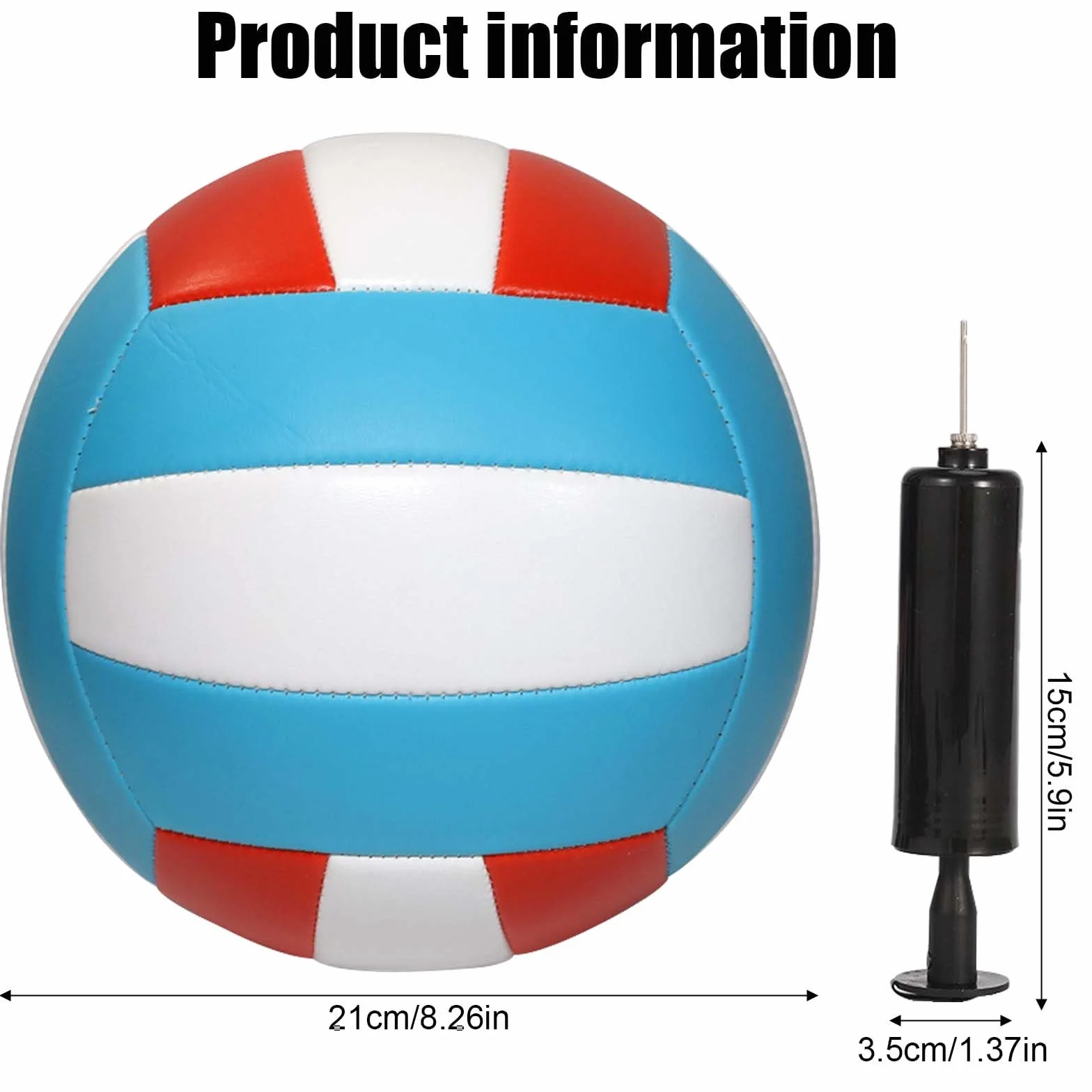 Pelota de voleibol oficial tamaño 5 PVC suave con bomba azul blanco rojo