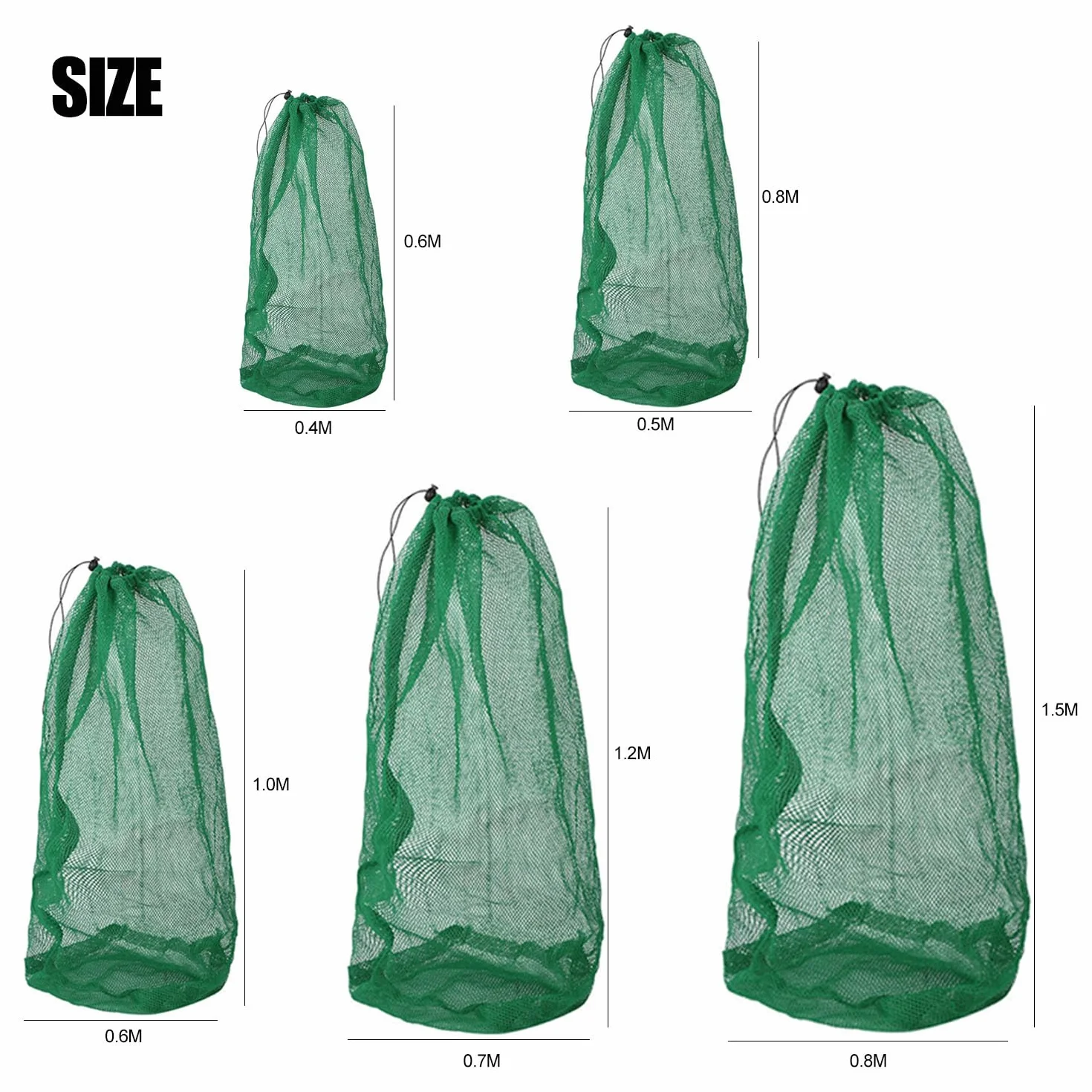 Bolsa de Red de Pesca Plegable de Nylon Malla Fina Gruesa Larga