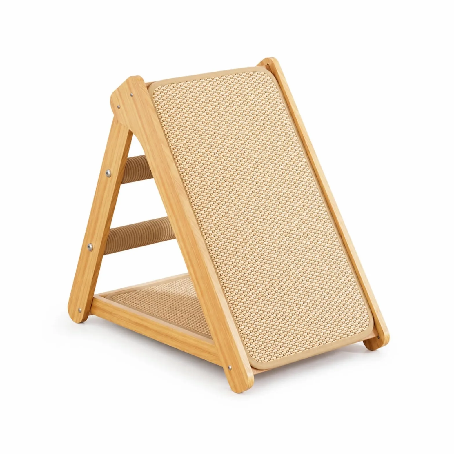 predolo Rascador con Rampa Sisal Multifuncional Escalador Estable Mueble para Esquinas, Pequeño, Rascador De Madera Maciza, Modelo Pequeño, 49cm X 26cm X 45cm