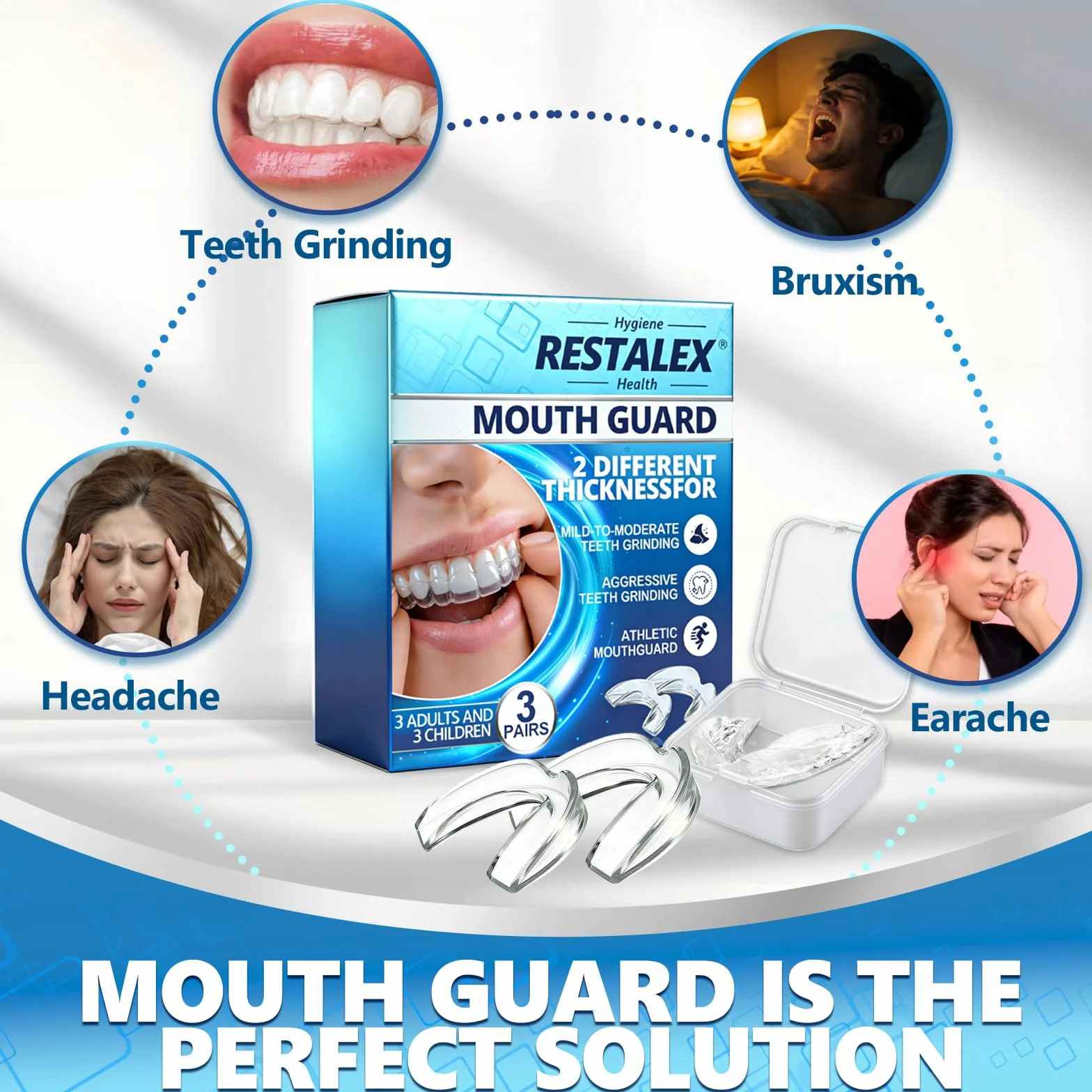 Protector Bucal Para Dormir, Férulas Descarga Bruxismo, Kit Dental Reutilizable, 6 Piezas
