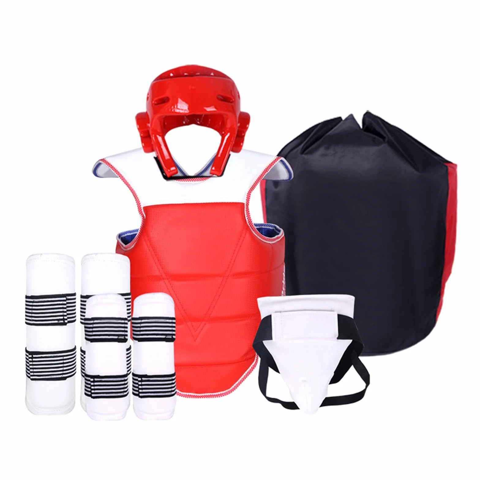 Conjunto de Equipo de Protección de Taekwondo para Uso Masculino, Protector de Piernas y Brazos, Uniforme de Taekwondo