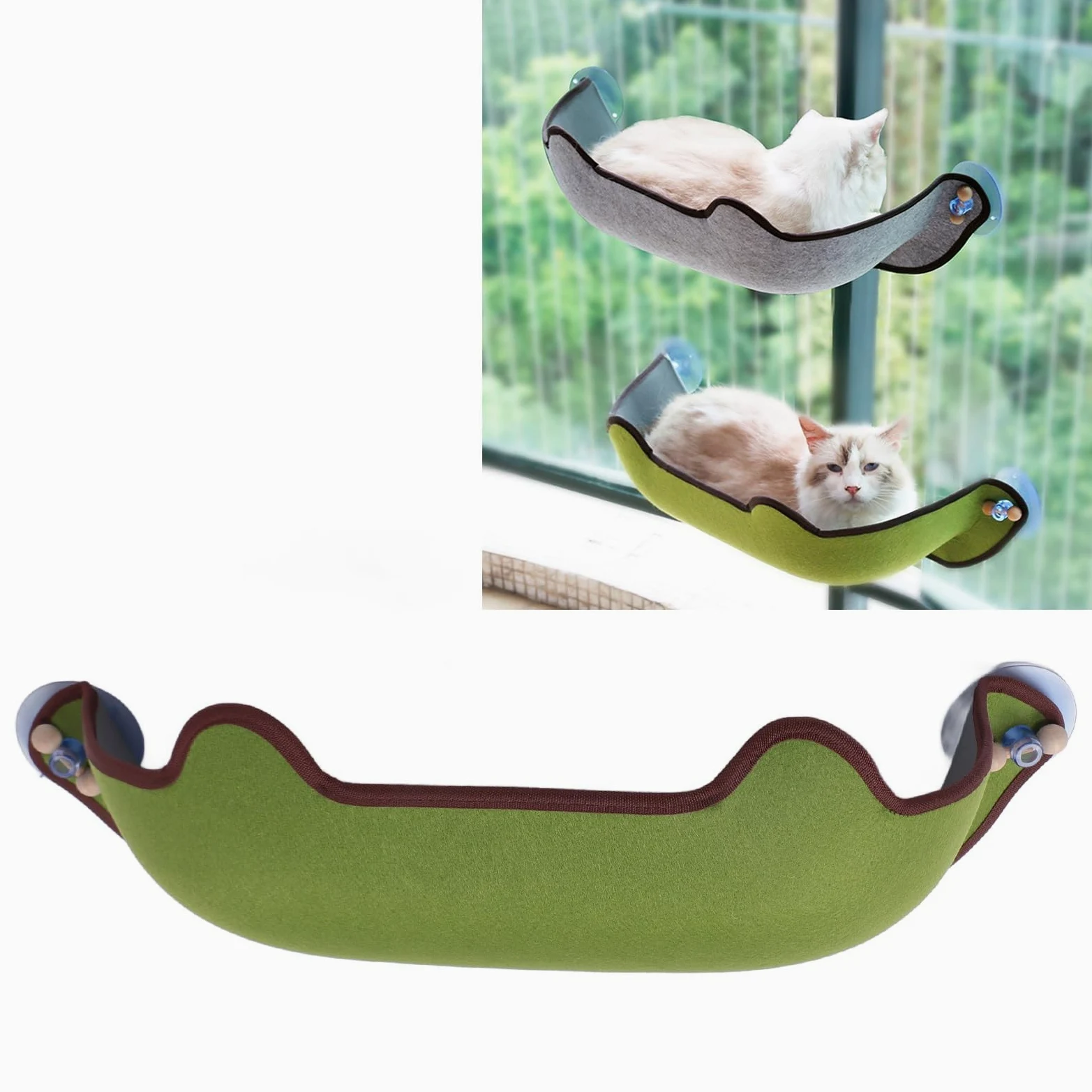 Hamaca para Ventana para Gatos, Desmontable, Transpirable, Lavable, Inalámbrica, para Alféizar de Ventana, Cama para Mascotas con Fuerte Succión, Materiales Duraderos, Instalación Sencilla,