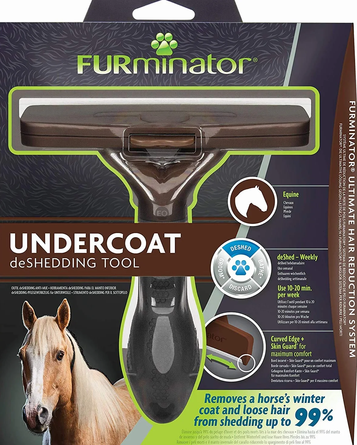 FURminator deShedding, Tool para caballos, Cepillo / Almohaza para caballos para eliminar el pelo suelto, Diseño mejorado
