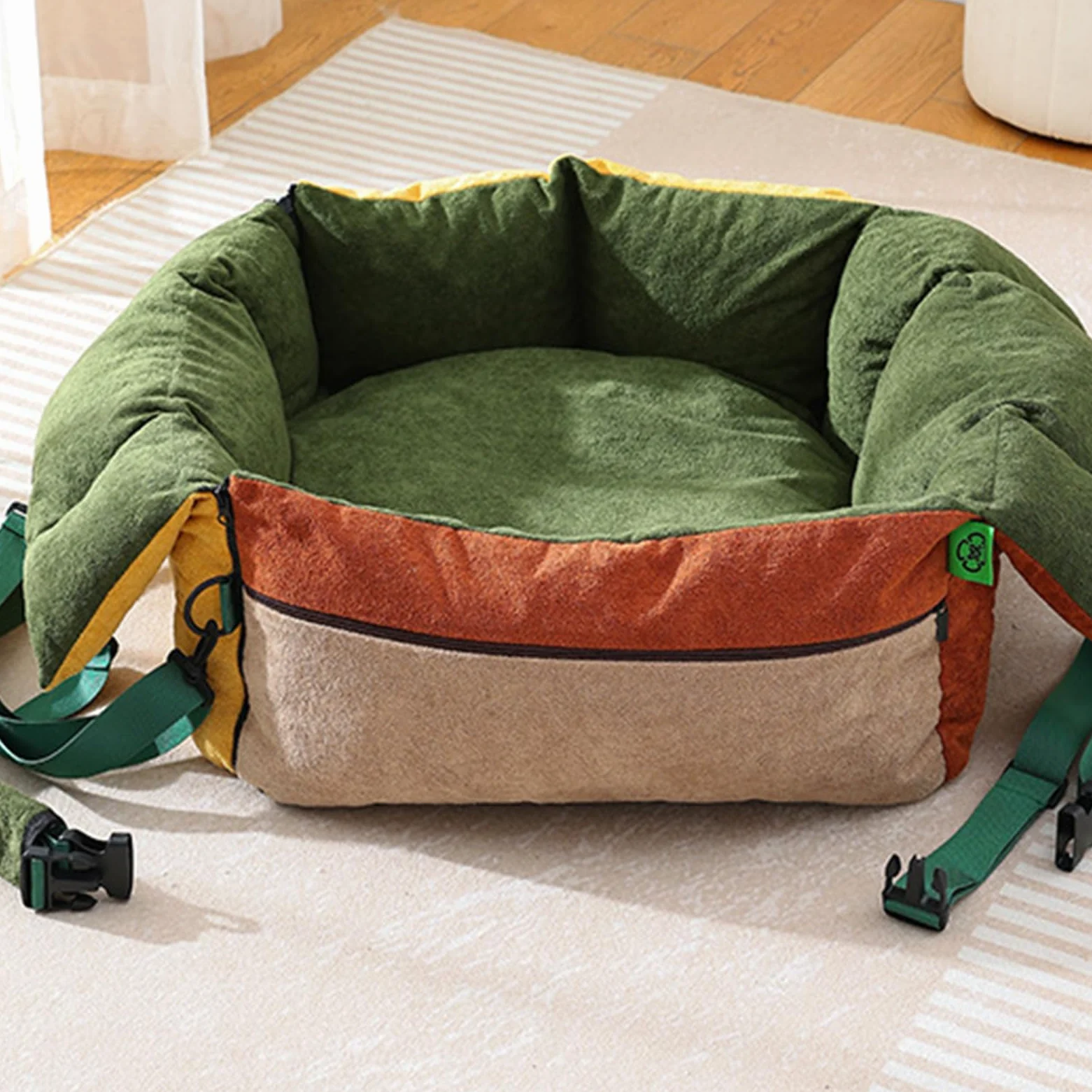 Asiento De Coche Del Perro Con Bolsillos Y Cinturón De Seguridad Suave Cama 2 En 1 | Asiento De Coche Para Viajes SUV Asiento Delantero Y Trasero Viaje por Carretera Diario Viaje Cachorro Compras