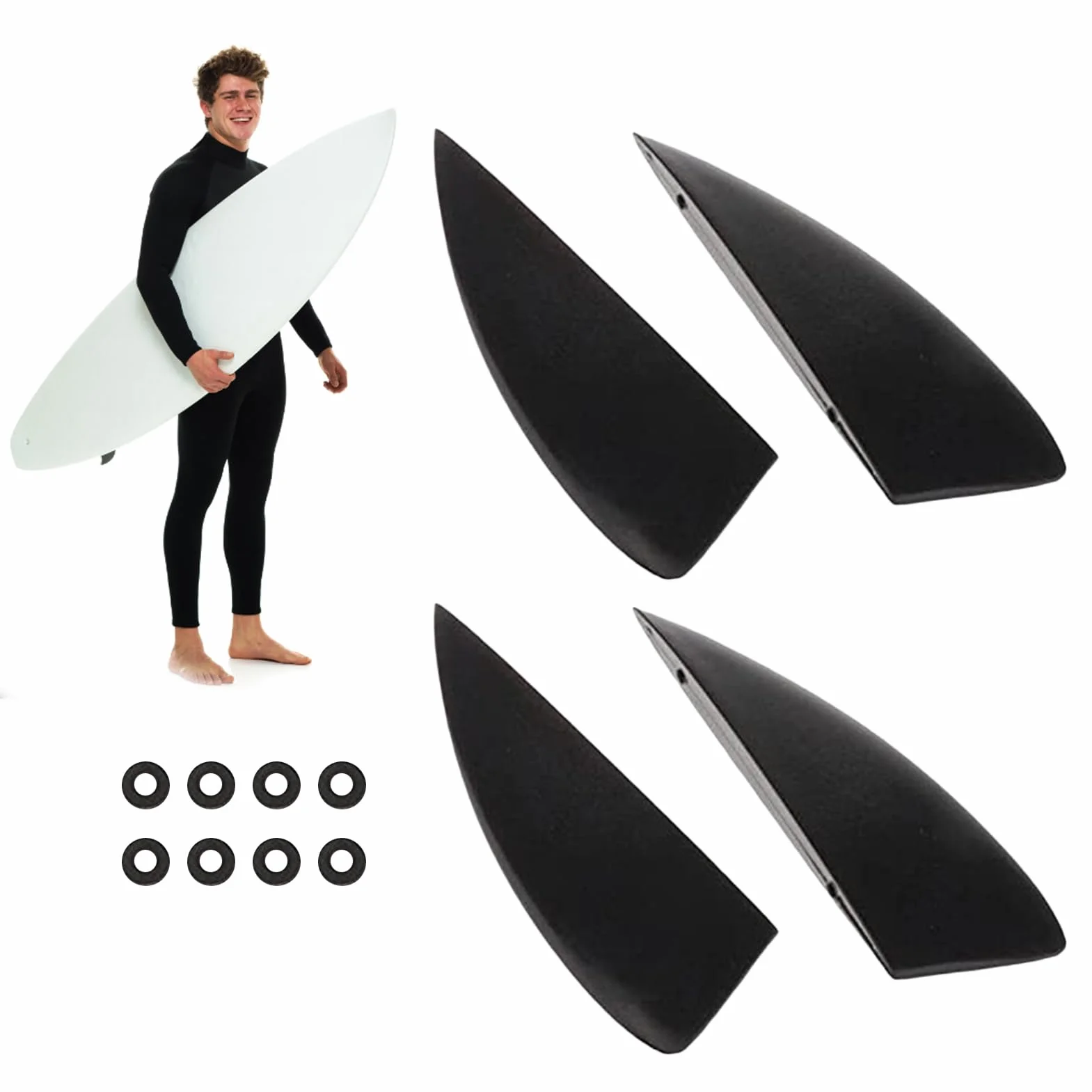 Aletas De Surf 4 Piezas Fly para Tabla De Kitesurf Juego Reforzado Desmontable