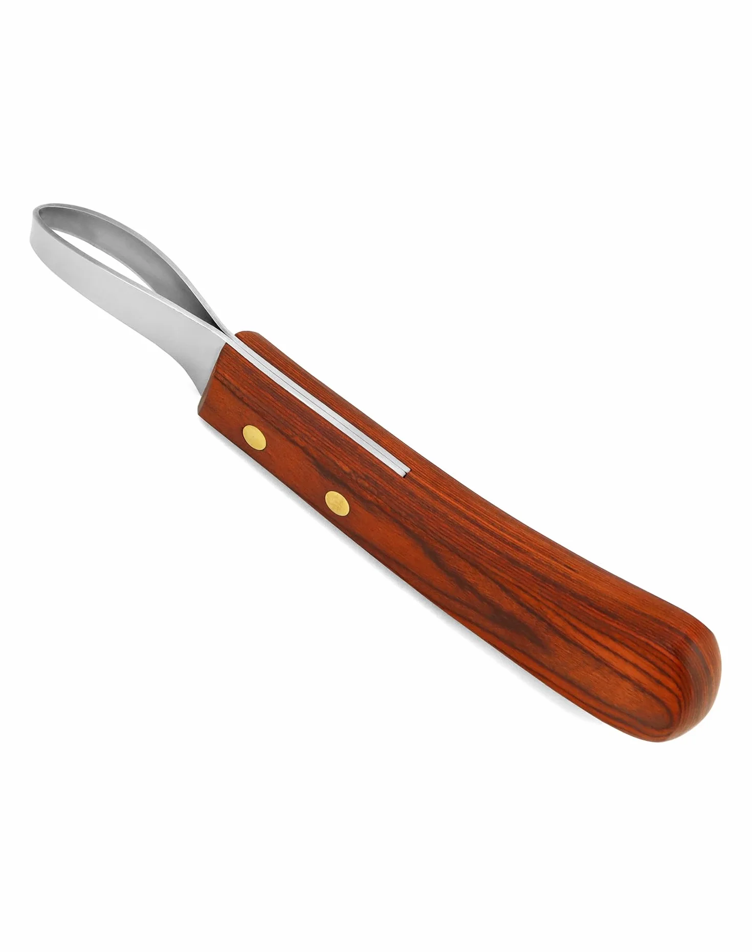 QWORK® Cuchillo para pezuñas de Acero Inoxidable de Primera Calidad con Mango, Cuchillo para bucles, Herramienta para Recortar pezuñas para Caballos