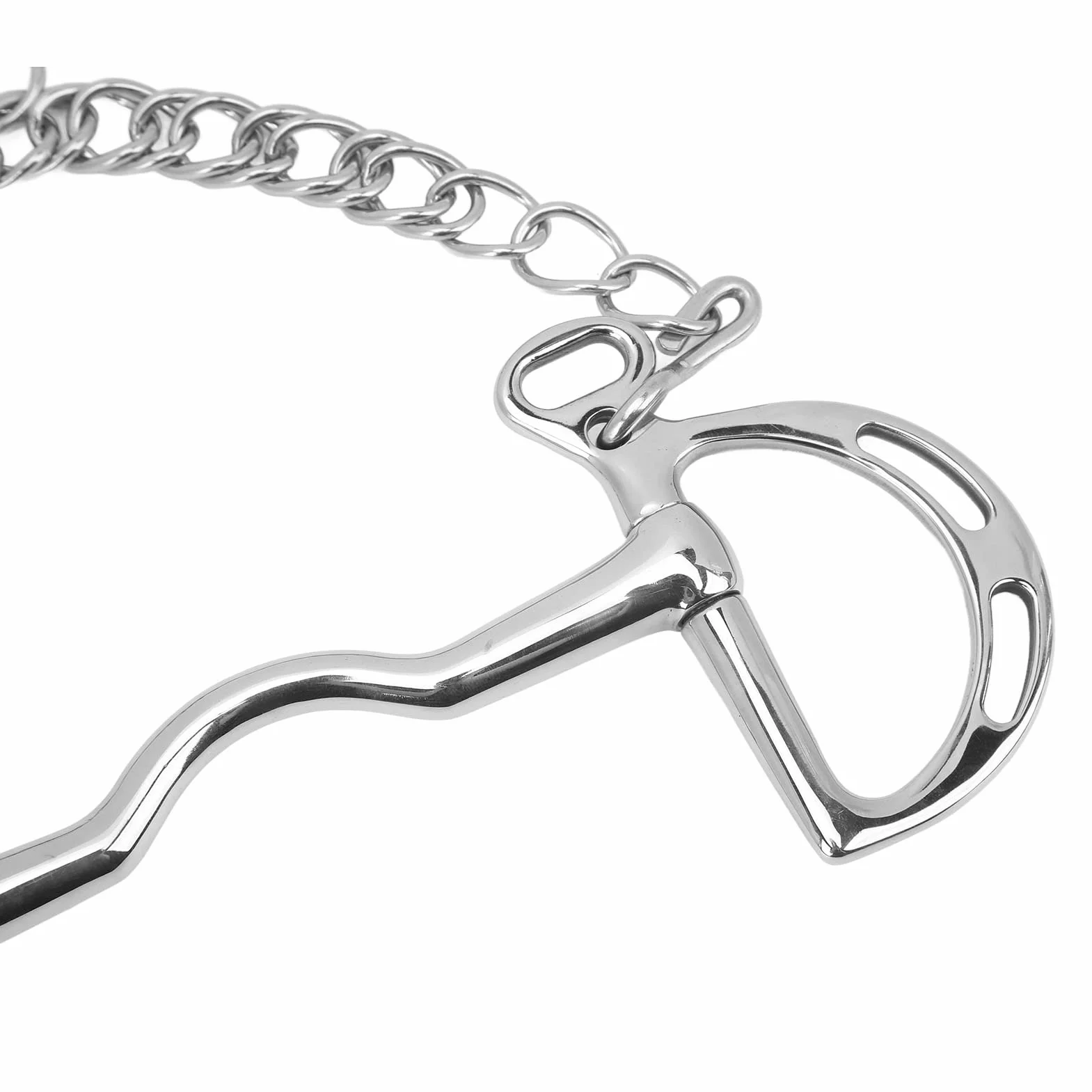 Broca de filete de caballo con anillo en D de acero inoxidable con cadena Broca de boca de caballo de 135 mm Equipo de entrenamiento de caballos duradero antimordeduras par
