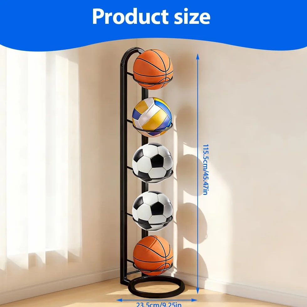Soporte Vertical para Pelotas de Fútbol, Estante de Almacenamiento de 5 Niveles, Extraíble