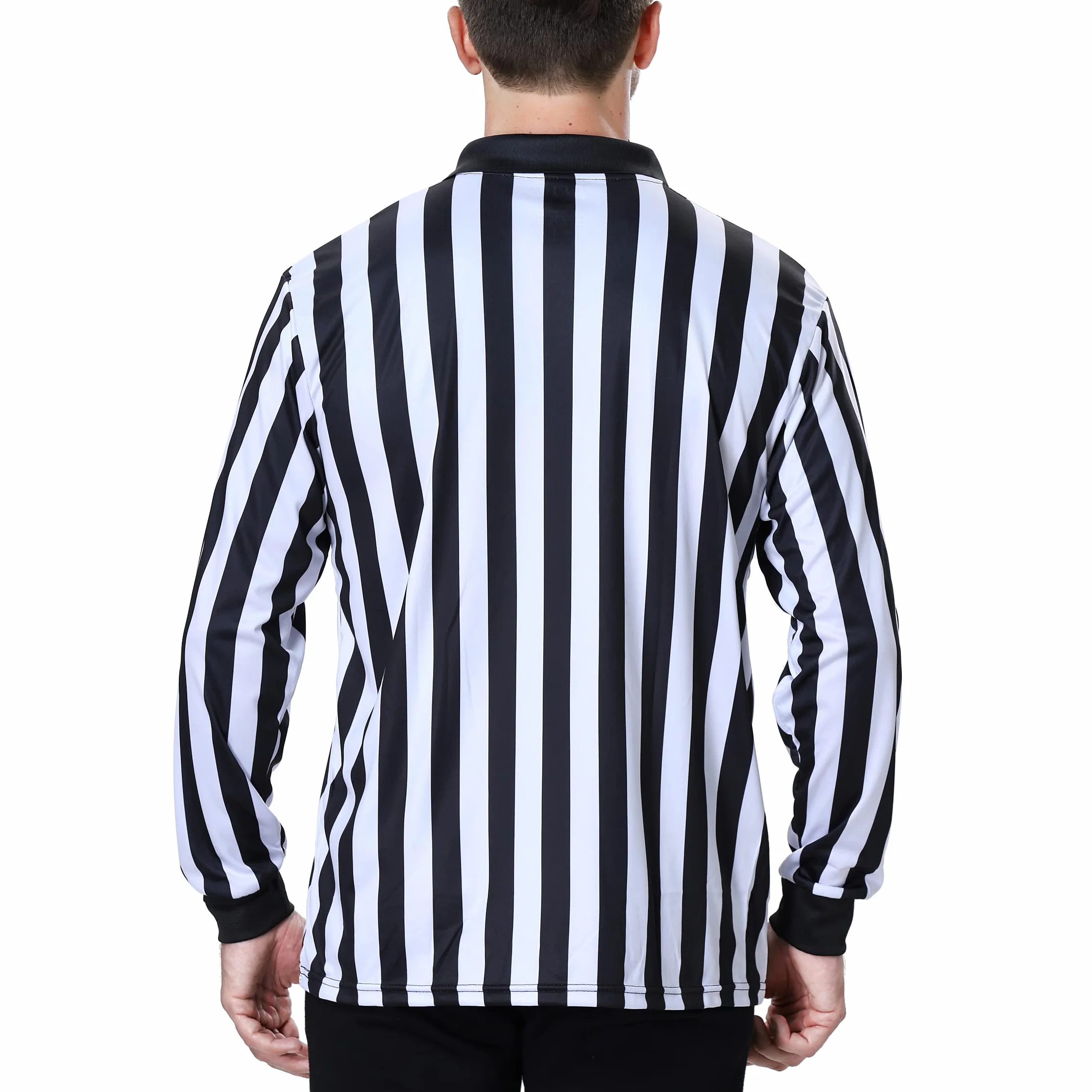 TopTie Camiseta árbitro Manga Larga Deporte Ropa Cremallera 1/4 Rayas Negras y Blancas