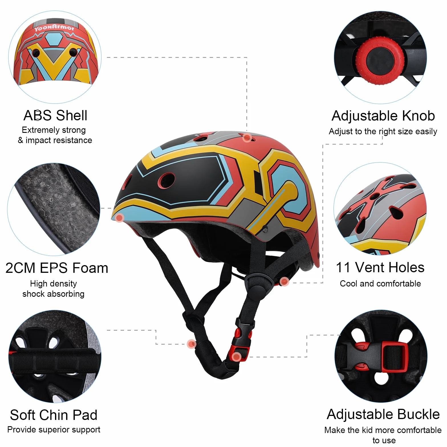 Casco Bicicleta Ajustable Niños 3-8 Años Rodilleras Coderas Muñequeras Protecciones Deportivas