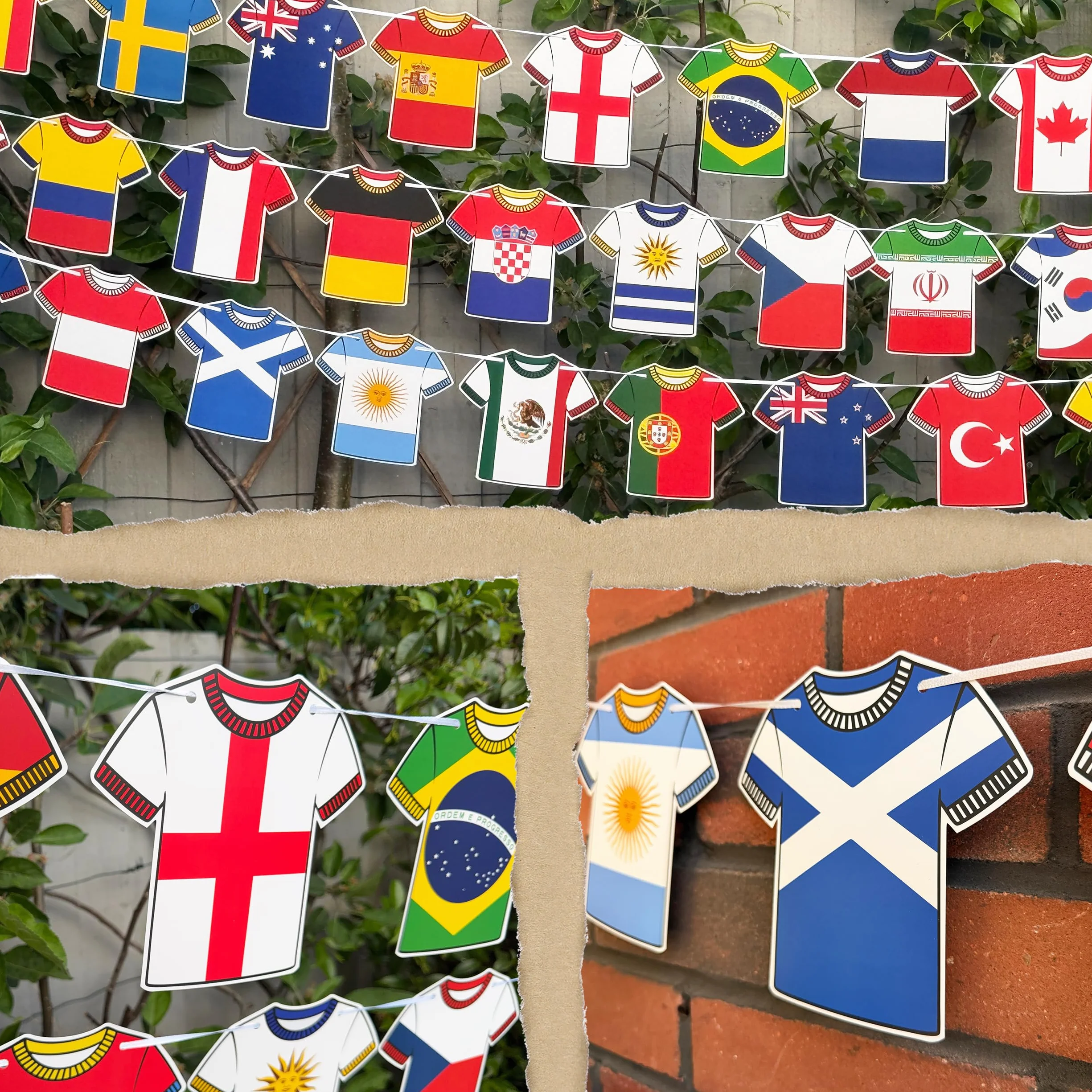 Banderines reutilizables Copa del Mundo 2026 2 unidades 48 equipos decoración fútbol pancarta de papel