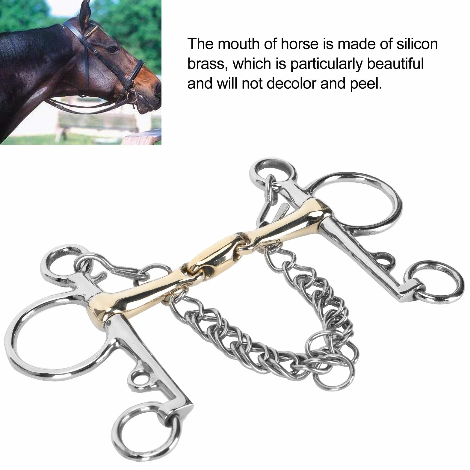 Pelham, acero inoxidable Pelham, broca Pelham de boca articulada, broca para caballo, accesorio para broca Pelham de acero inoxidable