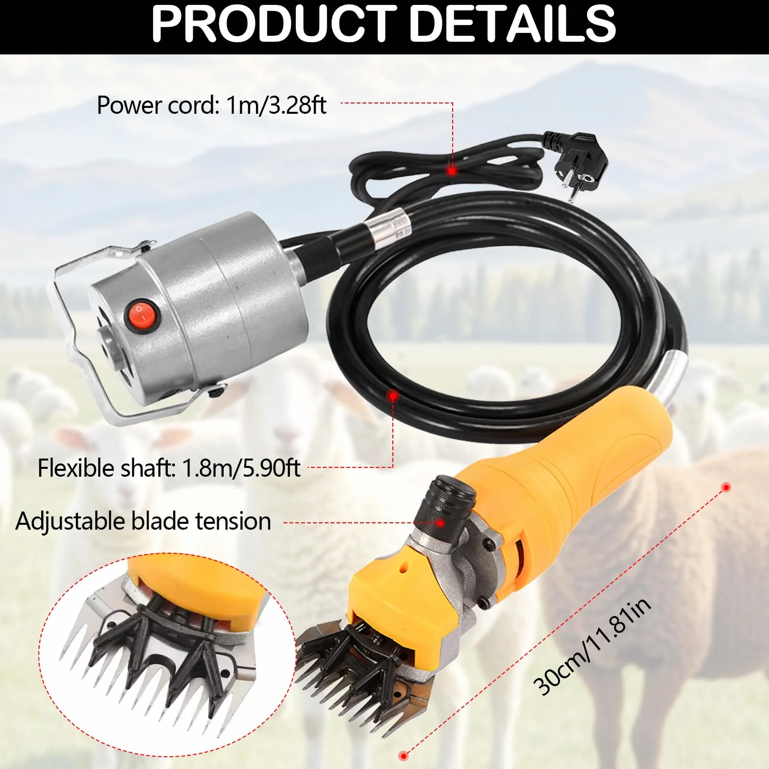 Esquiladora De Ovejas, 1000W Esquiladora Profesional De Ovejas Con Motor De Alta Potencia Y Cable De AlimentacióN 5m Esquiladora EléCtrica De Ovejas 13 Dientes 2400 Rpm Para Ovejas Cabras Y Alpacas