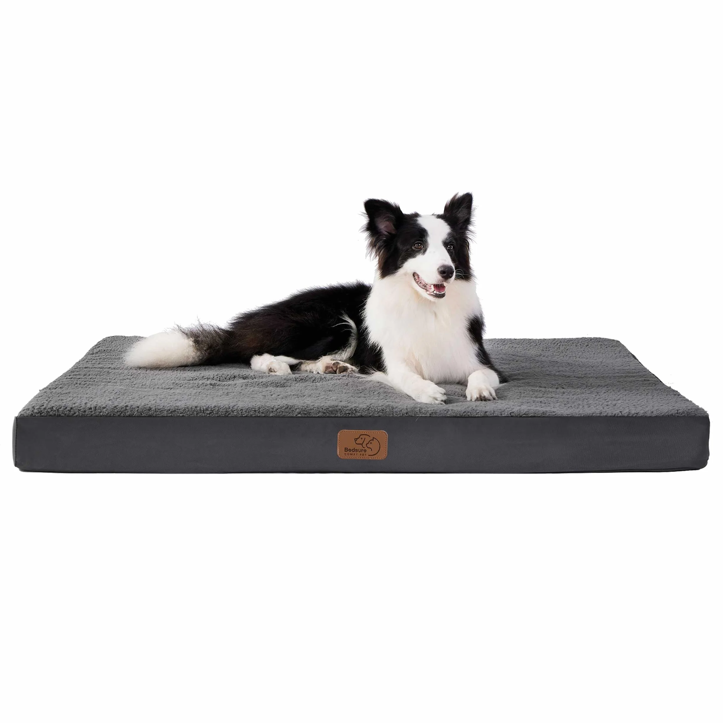 Bedsure Cama Perro Extra Grande Ortopédica - Colchón Perro Lavable XL, Desenfundable con Espuma De Caja De Huevos, 112x81x7.6 cm, Gris Oscuro