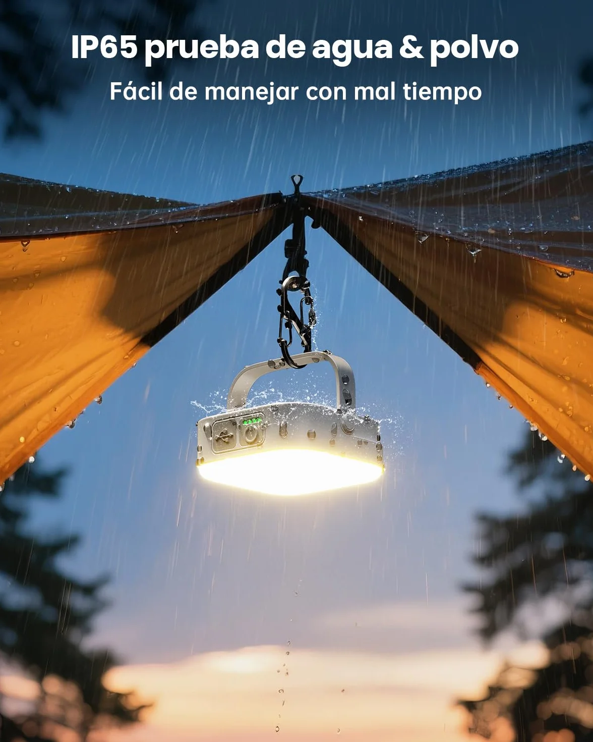 Eventek Lámpara Solar de Camping 4000LM 10000mAh LED Recargable IP65 Impermeable