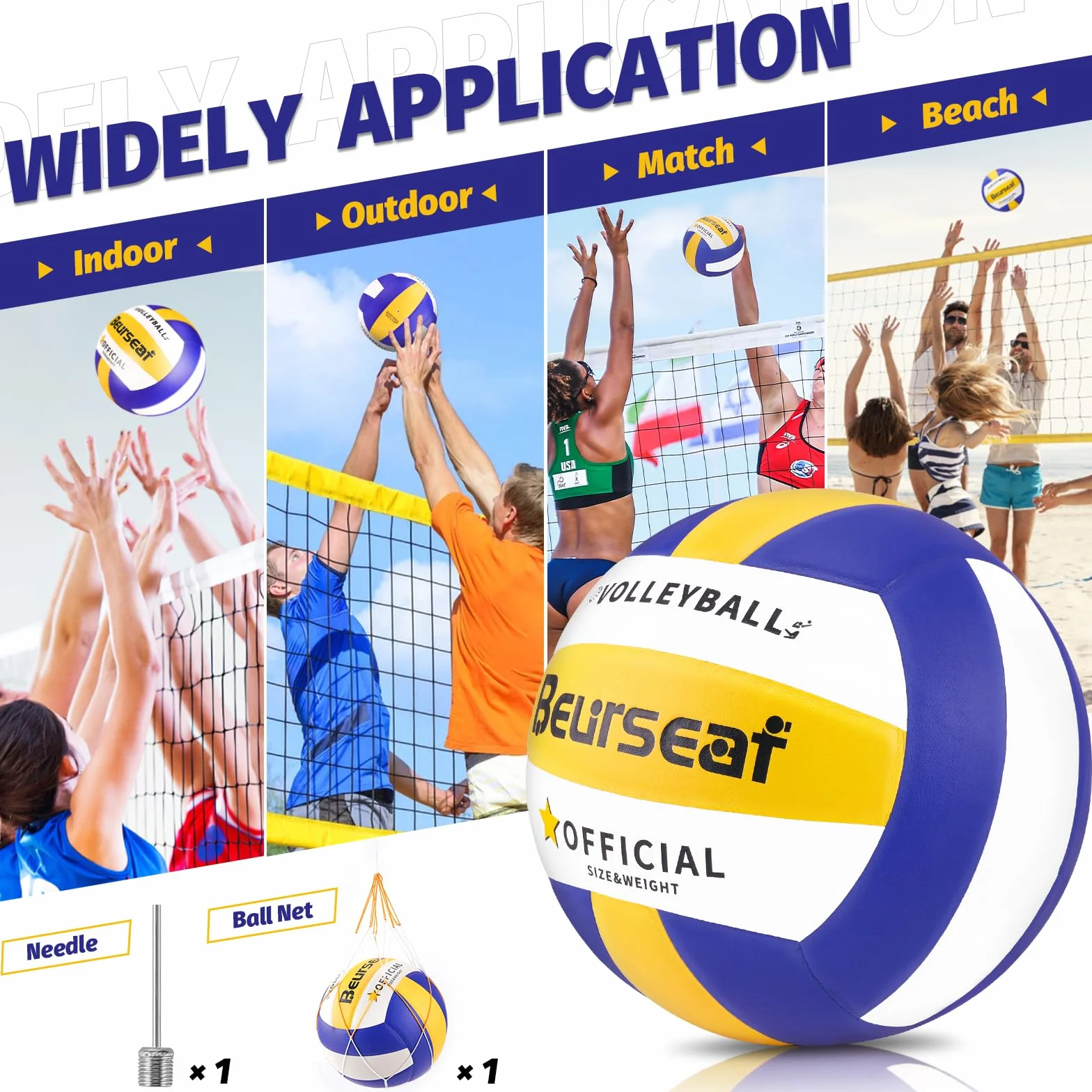 Pelota de Voleibol Oficial Talla 5 para Interior y Exterior, Voleibol de Playa Tacto Suave