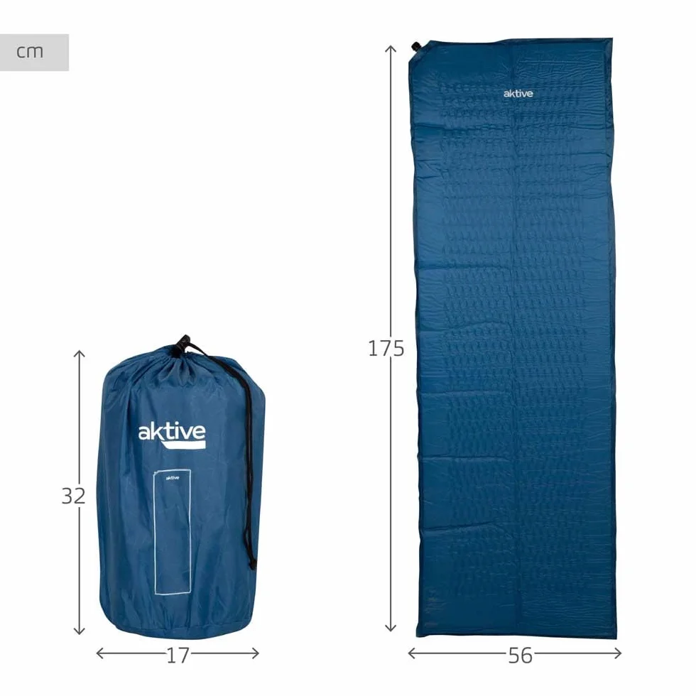 AKTIVE Esterilla hinchable plegable 175 x 56 cm Azul Ripstop Foam Autoinflable Colchón hinchable individual Acampada