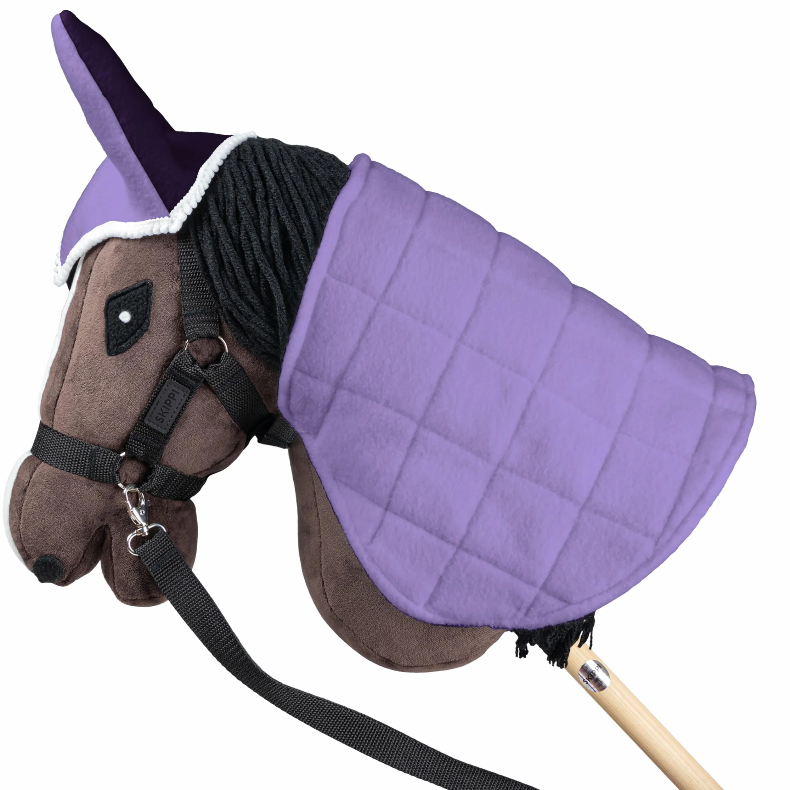 SKIPPI Manta y Orejeras para Caballo Hobby Horse – Lila y Ciruela, Hobby Horse Accesorios, Manta Reversible y Orejeras Antimoscas para Caballo de Palo, Hobby Horsing