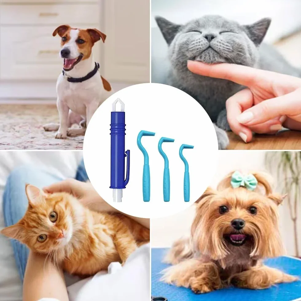 Juego de 4 herramientas para quitar garrapatas, kit profesional para quitar garrapatas con 1 pinza para quitar garrapatas y 3 ganchos, removedor de garrapatas sin dolor para perros, gatos,