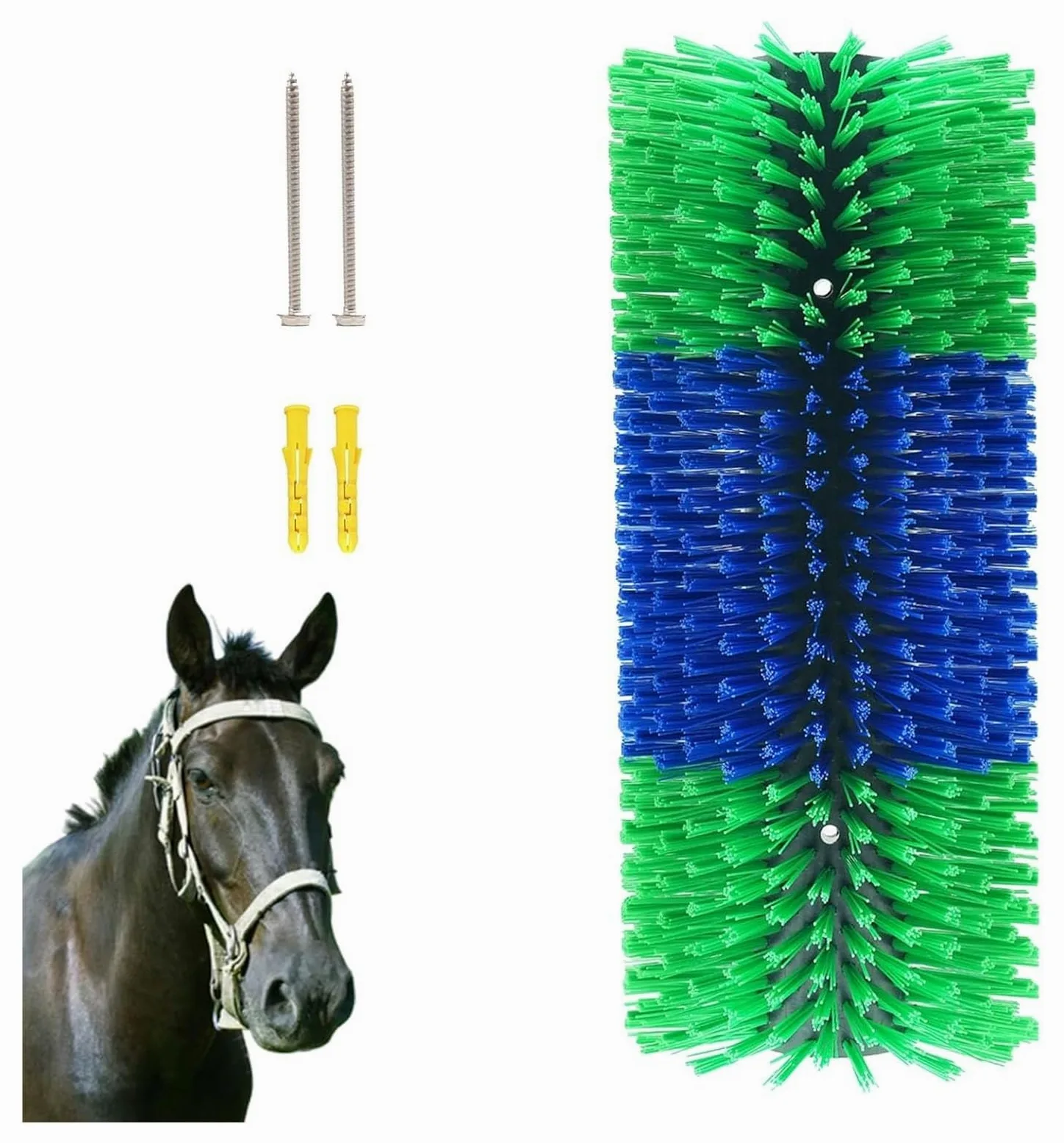 Cepillo rascador para ganado Rascador for ganado, cepillo for ganado con 4 tornillos for caballos, cepillos for cabras for el aseo(Green+Blue)