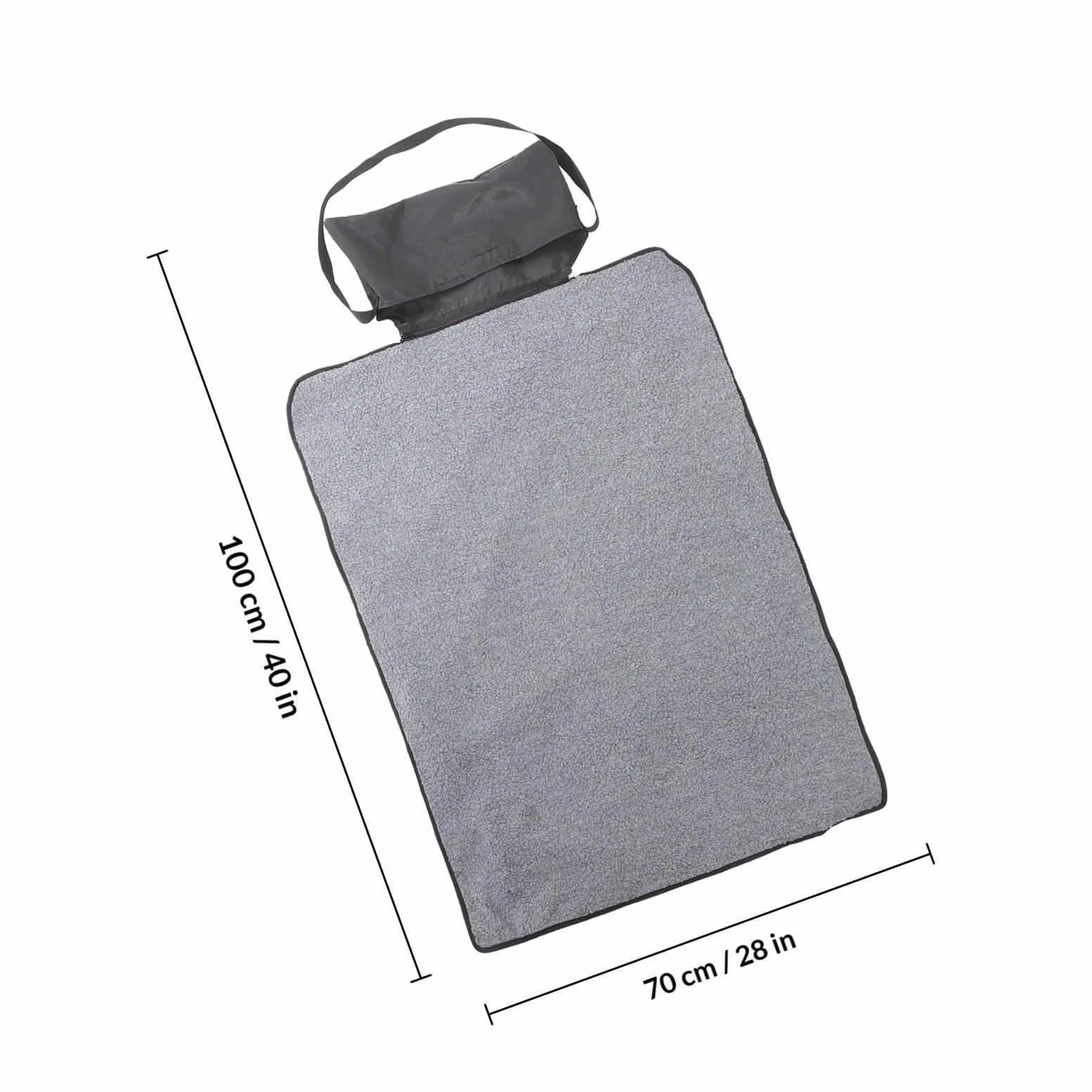 VALICLUD Manta Plegable para Mascotas Portátil, Negra, Rectangular de Lana | Uso Exterior Cama, Resistente al Agua, Incluye Bolsa Lateral Cremallera