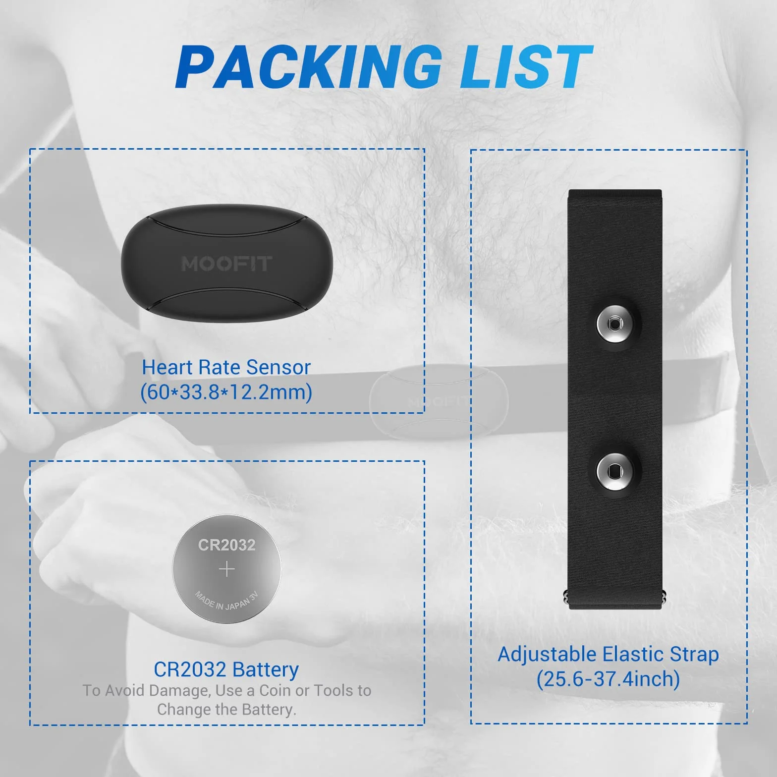 moofit HR8 Monitor de Frecuencia Cardíaca Bluetooth 5.0 ANT+ Negro