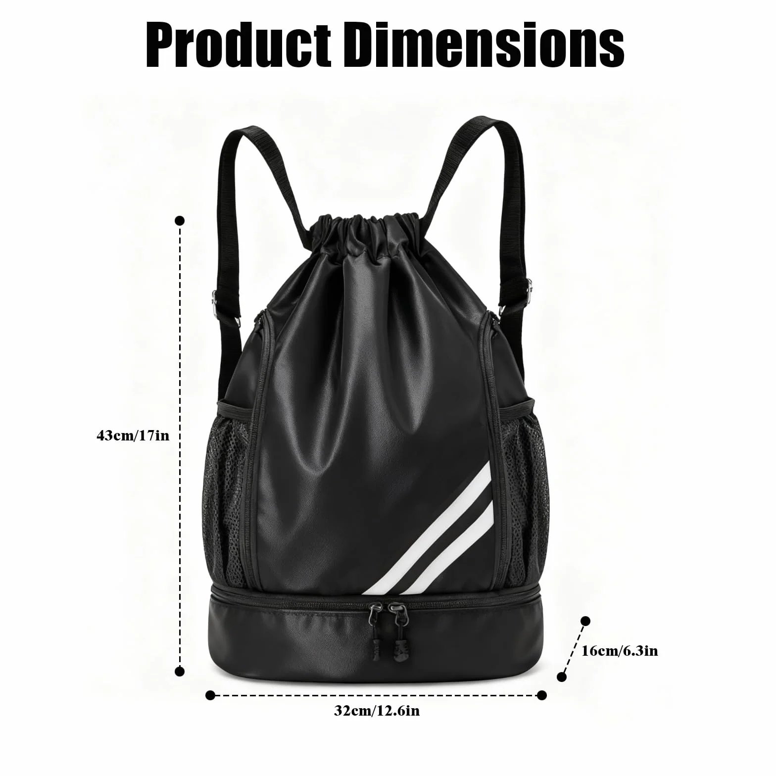 Mochila Gimnasio Hombre Impermeable con Compartimento para Zapatos, Bolsa Deporte Cuerdas Unisex Adulto