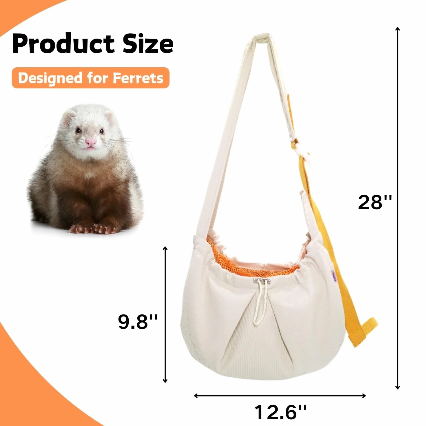 Bolsa de Transporte para Hurones – Bolsa de Transporte para Mascotas con Correa Ajustable, Bolsa de Hombro Manos Libres, Bolsa Cruzada de Viaje, Bolsa de unión Suave para Animales pequeños, Mochila
