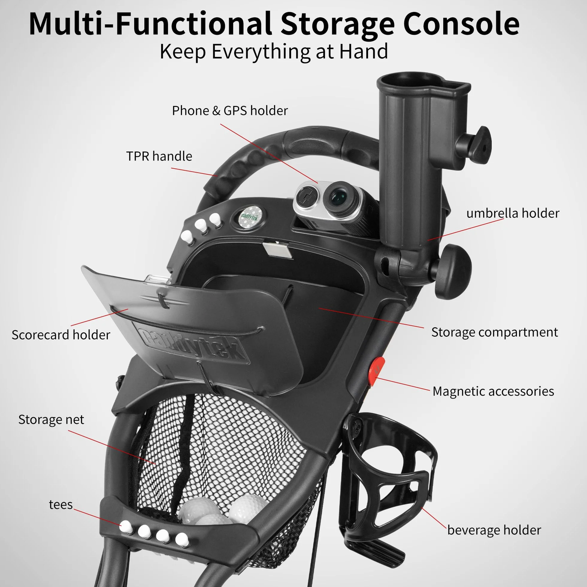 CaddyLite 15.3 Carrito de golf plegable de cuatro pliegues