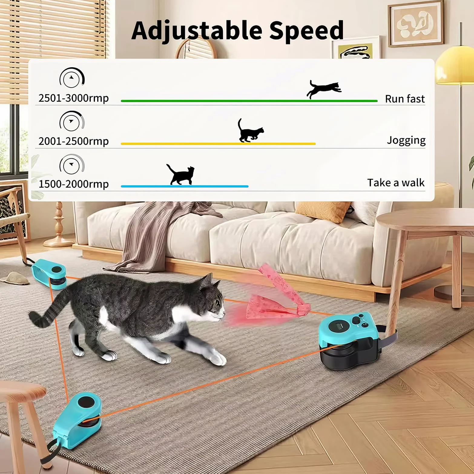 Juguete interactivo para gatos, caminadora inteligente de plumas con control remoto, juguete de caza automático para gatos y gatitos de interior