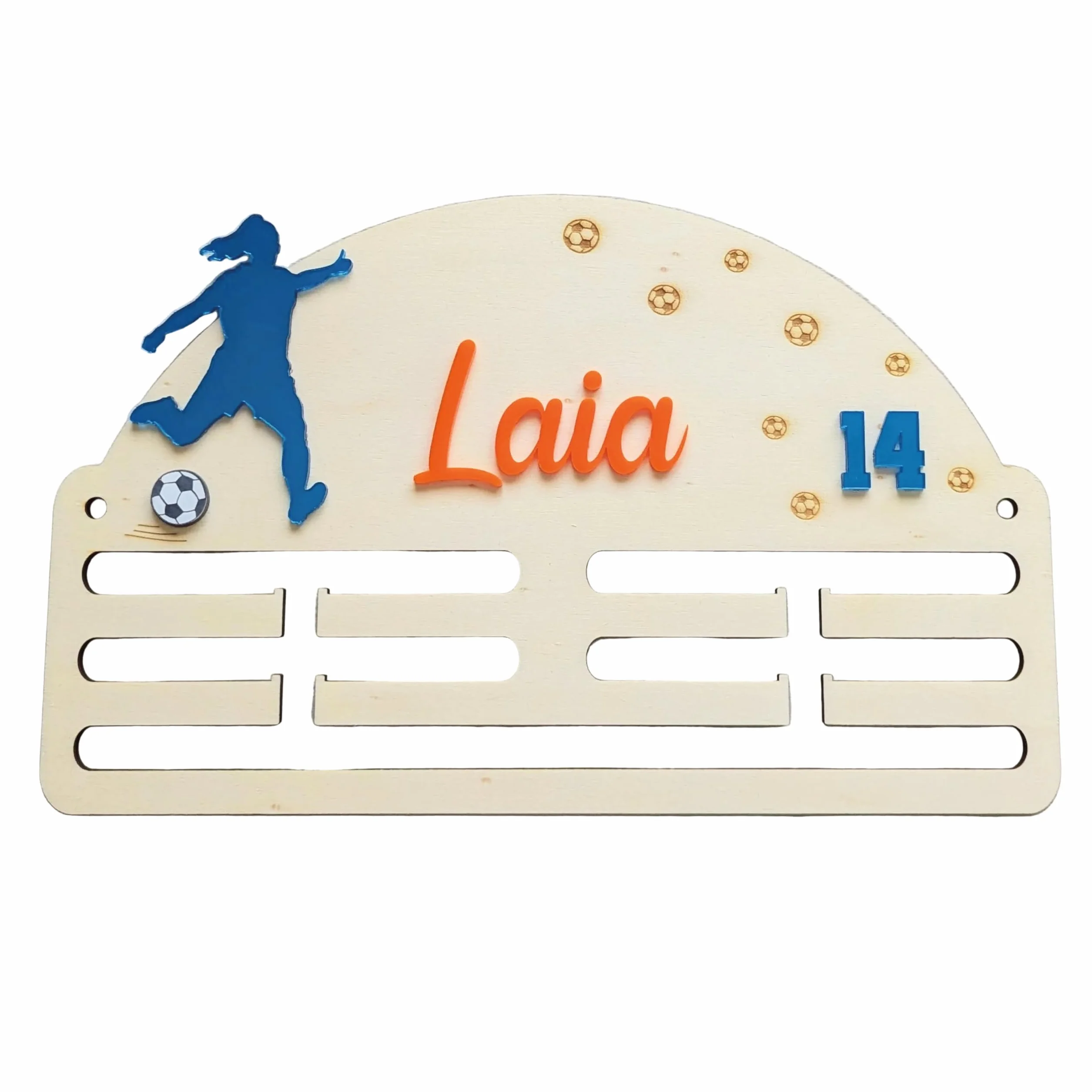 Medallero Fútbol de Madera Personalizado con Nombre, Acrílico, Fabricado en España