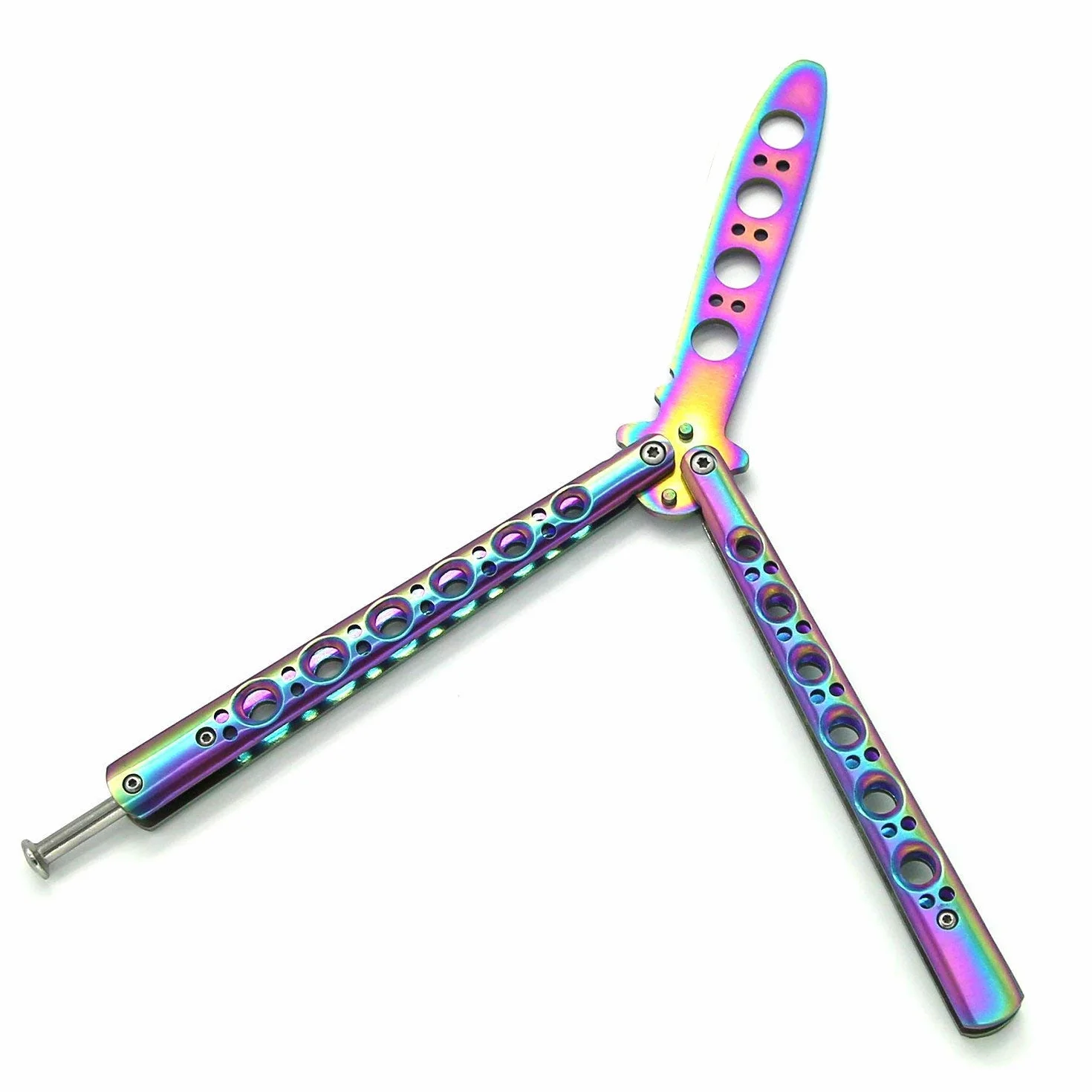 Cuchillo de Titanio/Acero Inoxidable Abanico Multicolor - Entrenador de Artes Marciales