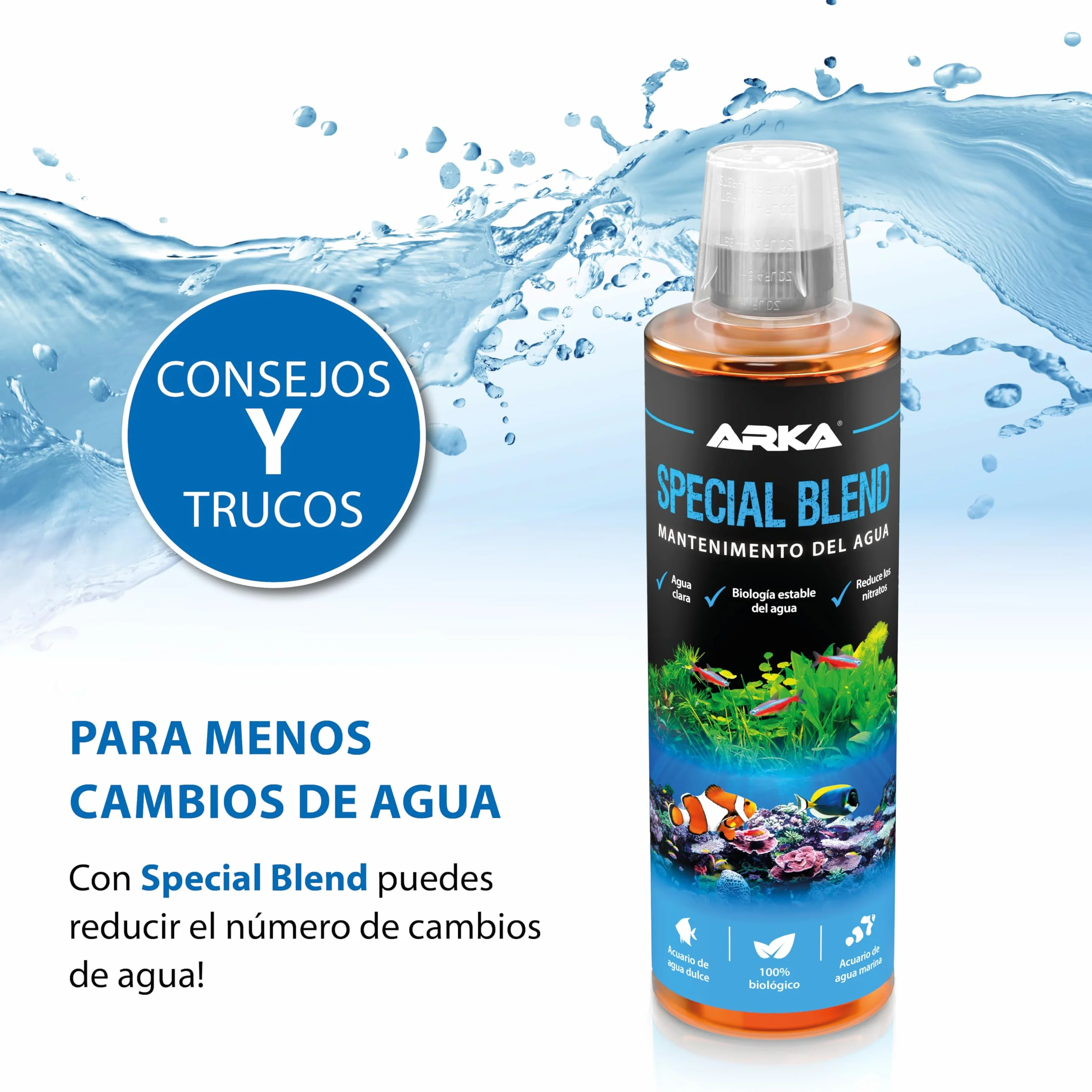 Acondicionador de Agua para Acuario 118 ml – ARKA Xtreme – Elimina Cloro, amoníaco y nitrito – neutraliza Metales Pesados – Ideal para Cambios de Agua y nuevos acuarios