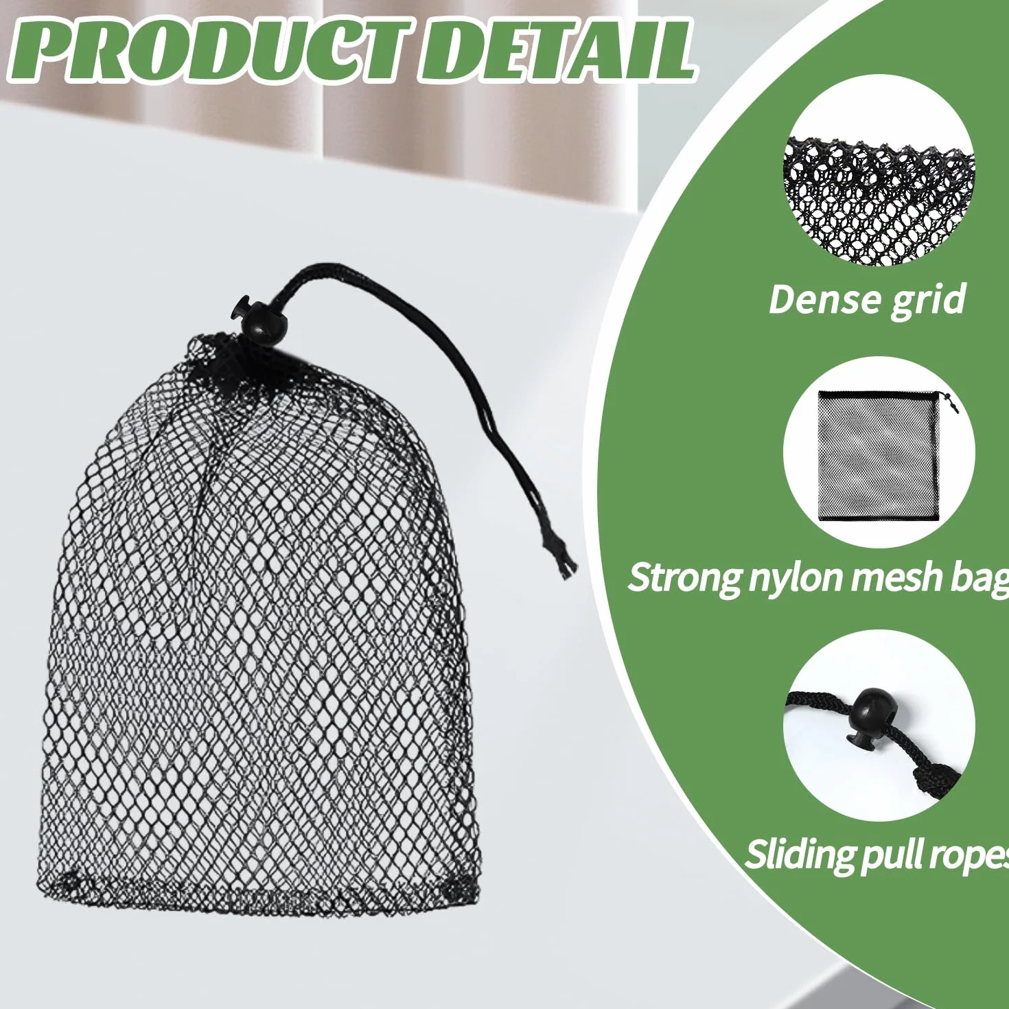 Bolsas de malla con cordón negras de nailon para natación playa piscina