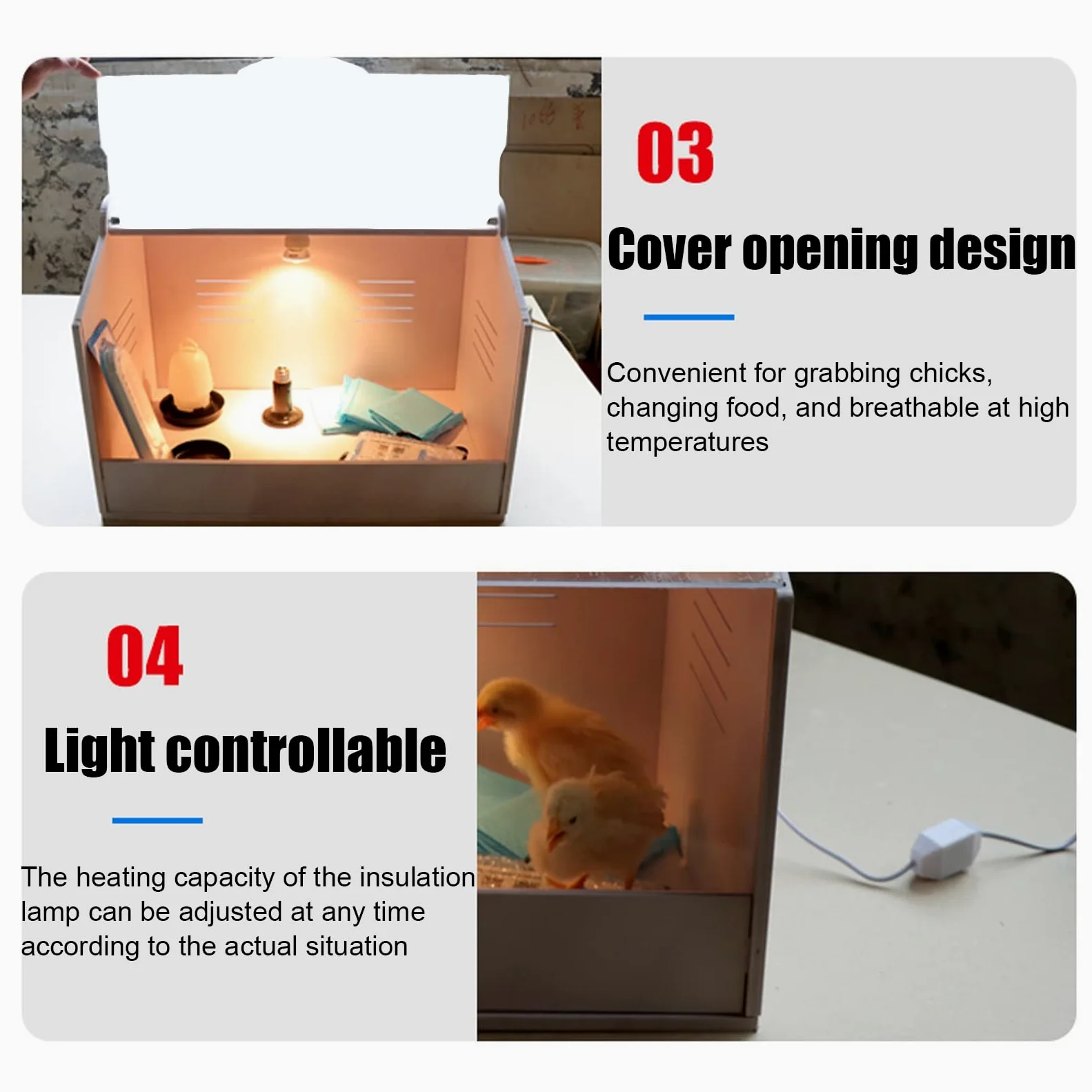 TEmkIn Criadora de Pollitos con Juego de Bombillas y termómetro, Almohadilla para orinar para Mascotas, Equipo para incubar, Caja de incubación Adecuada para Pollitos, patitos, Loros, lagartos