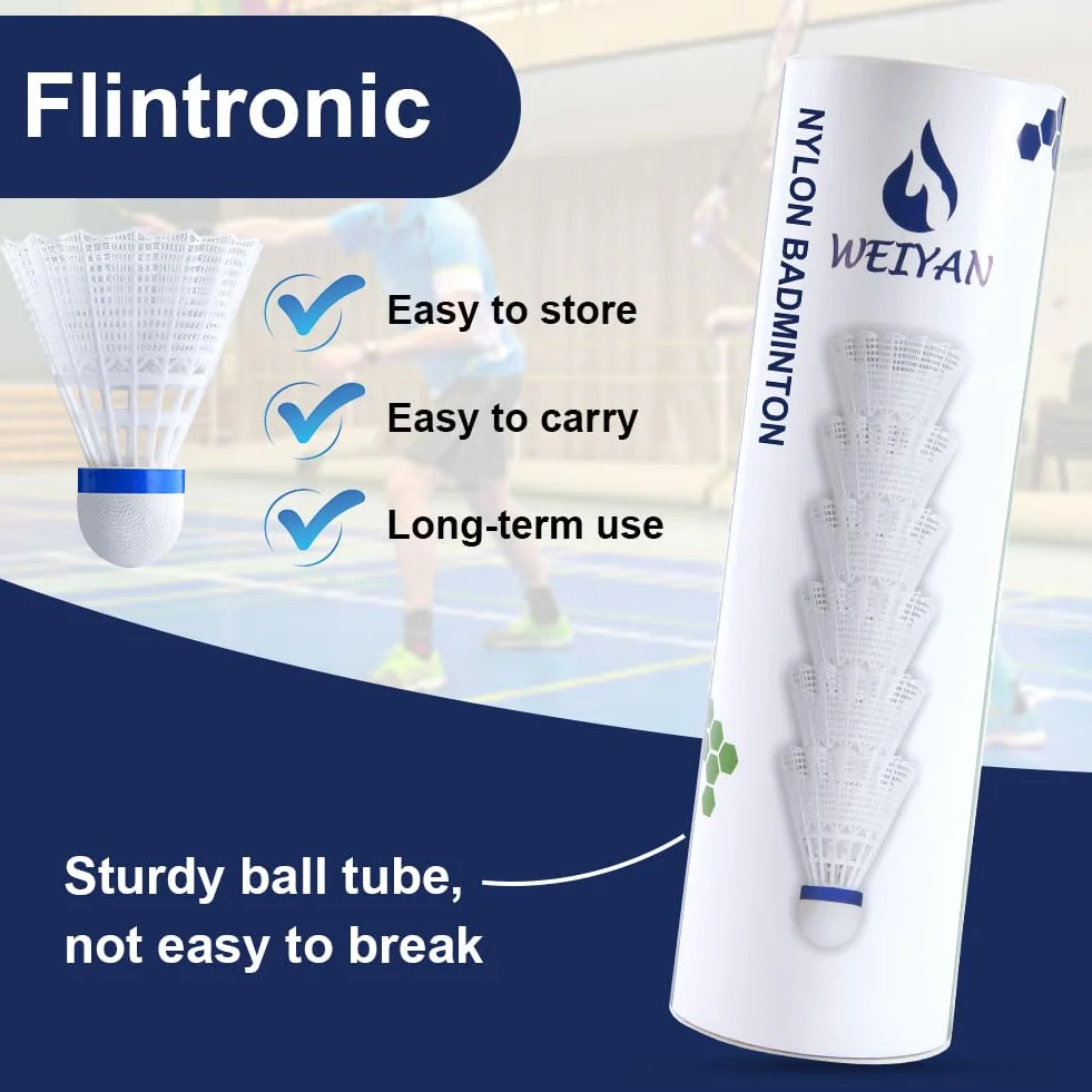 Flintronic Volantes de Bádminton 12PCS Nailon Duradero Plástico para Exteriores e Interiores
