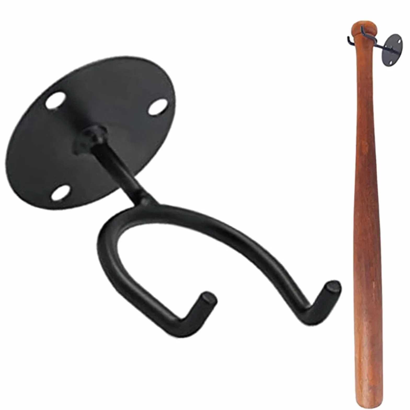 Soporte de pared resistente para bate de béisbol, almacenamiento multifuncional de metal