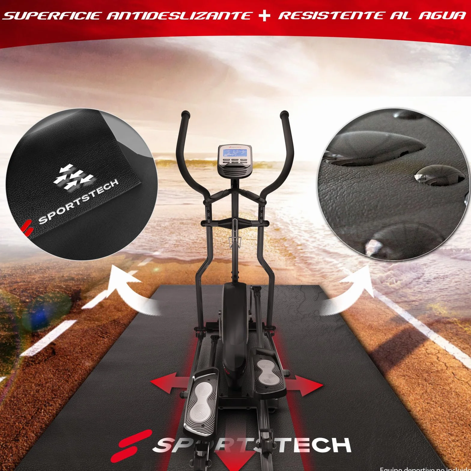 Sportstech Esterilla Protección de Suelo 4-6mm Antideslizante para Fitness Cintas de Correr Bicicletas