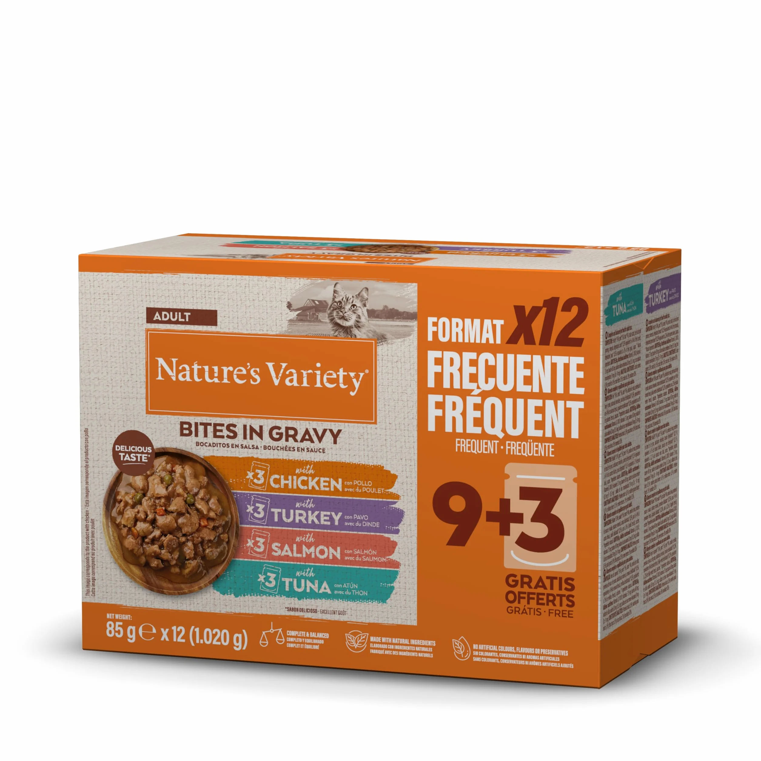 Nature's Variety Bocaditos en Salsa Comida Húmeda para Gatos Cajita Multisabor 12 x 85g