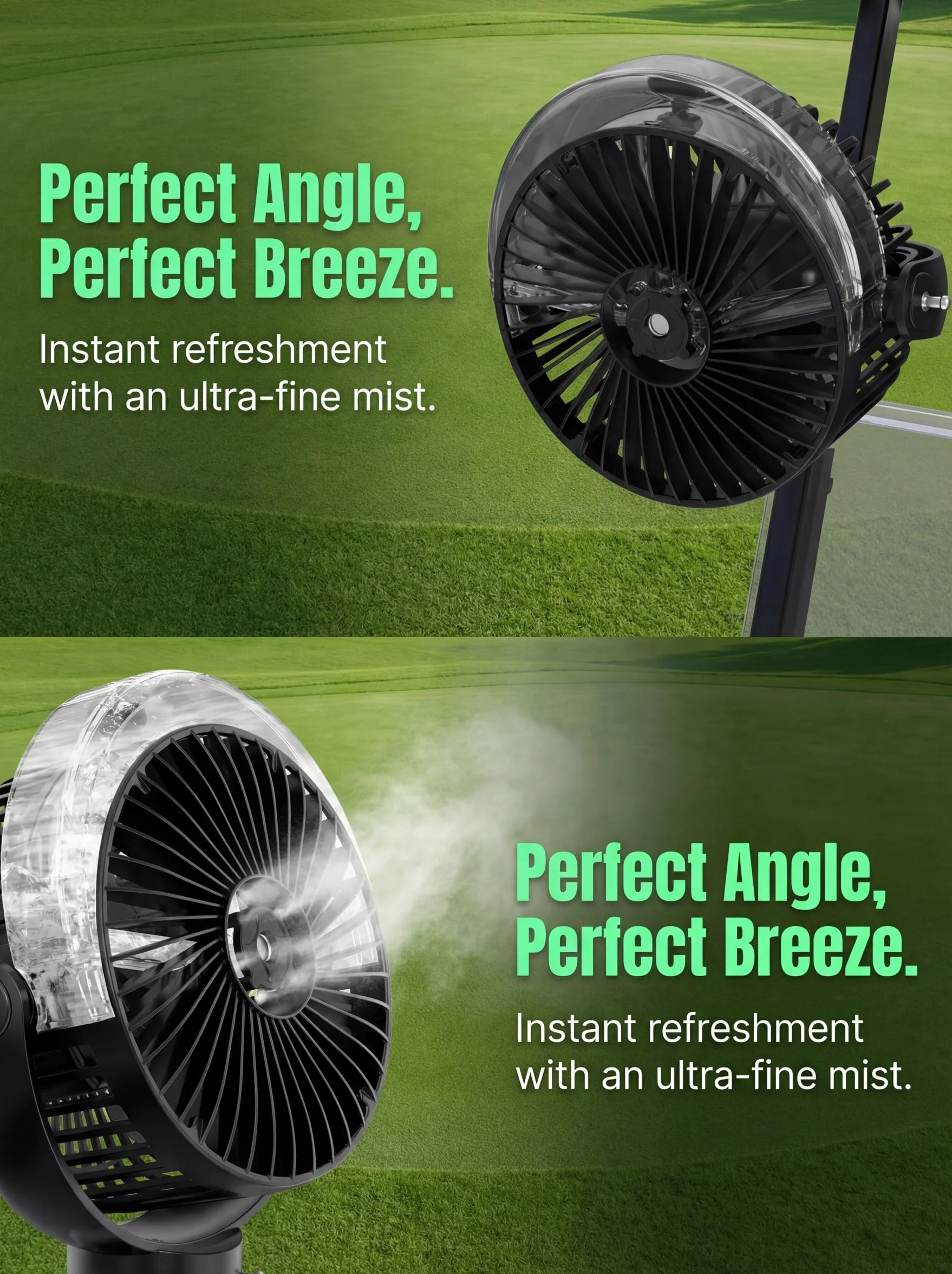 Ventilador magnético para carrito de golf 12000 mAh portátil 4 velocidades LED temporizador EZGO Club Car Yamaha