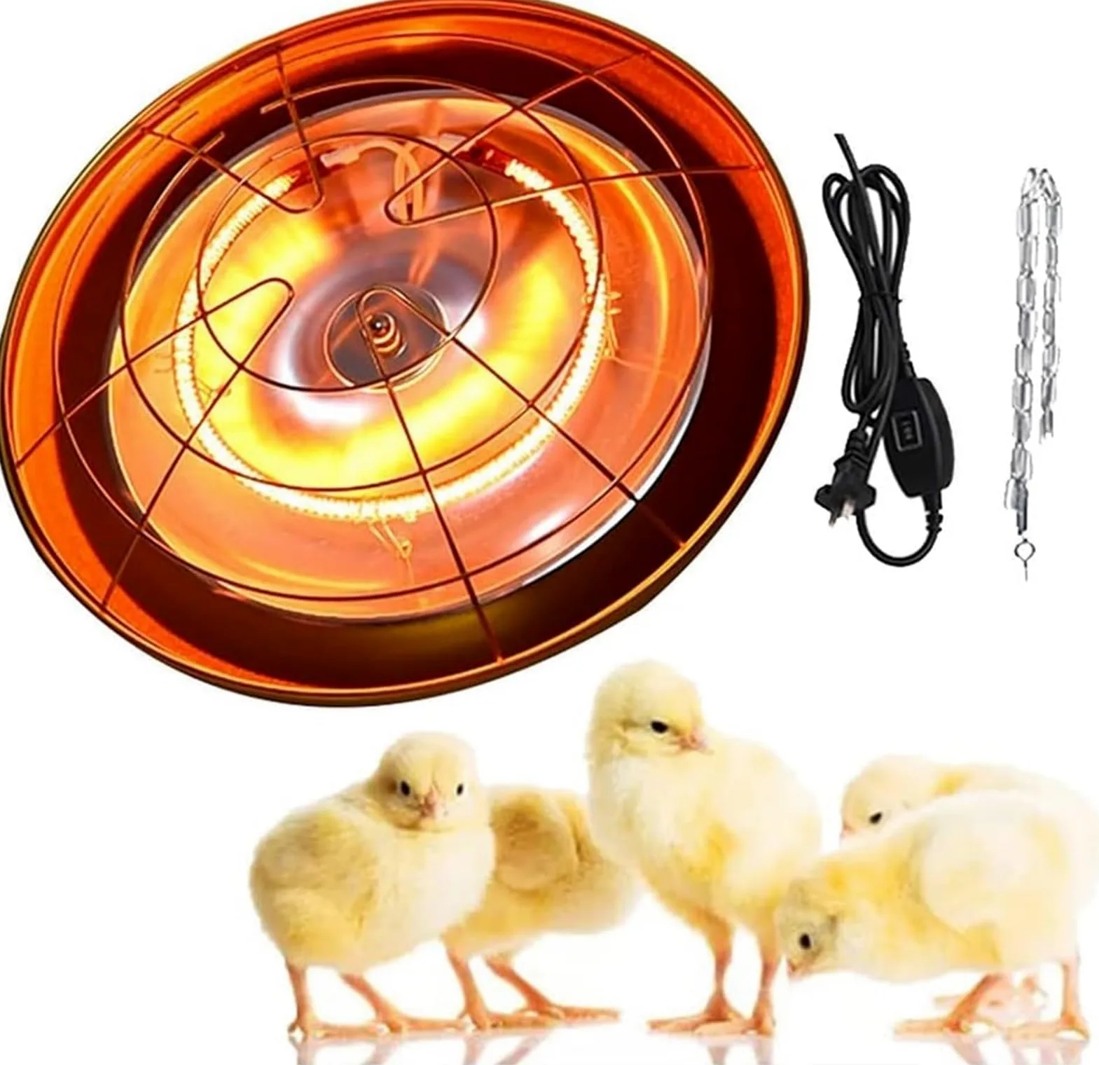 Lámpara de calor infrarroja for aves de corral, lámpara de calor for pollitos, lámpara de calor for perreras de cachorros 250-500 W for granjas de cría y familias, temperatura alta y baja ajustable