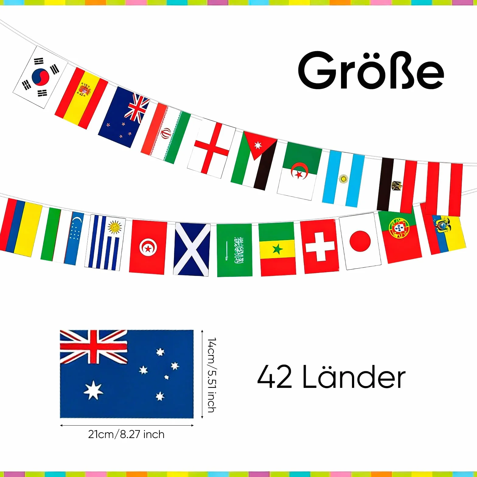 Campeonato Mundial 2026 Banderines 42 países 10 m decoración fiesta fútbol Alemania