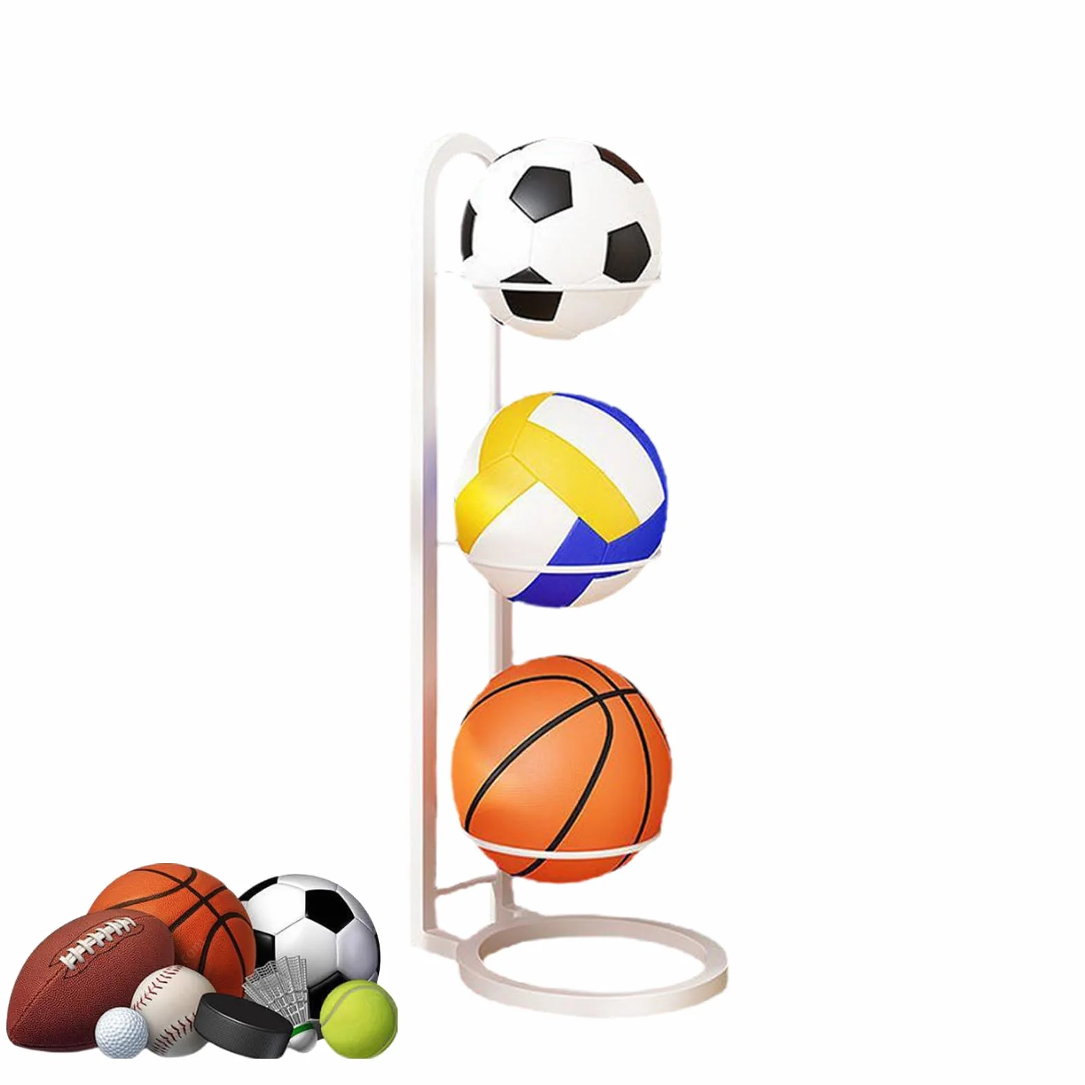 Estantería de almacenamiento de pelota para fútbol y baloncesto, soporte vertical multicapa