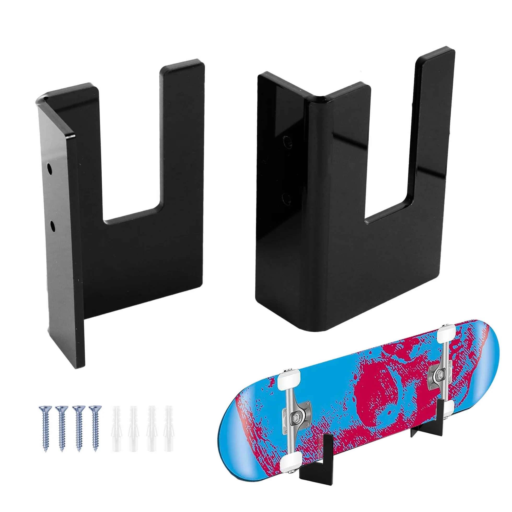 Soporte Pared Skate Acrílico Negro 2 Piezas, Exhibición Almacenamiento Snowboard