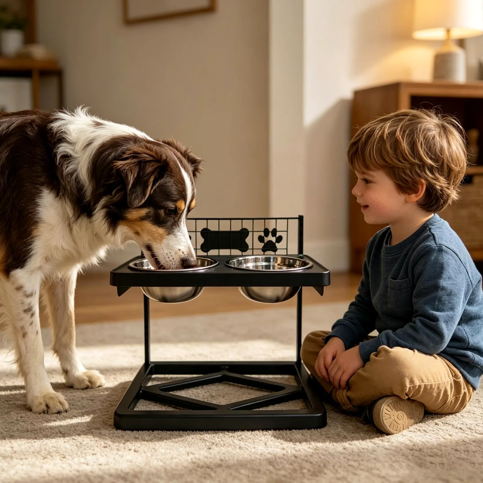 Soporte elevado para cuencos para perros con base antideslizante para perros grandes, comedero duradero para mascotas para uso en interiores y exteriores, ideal para cocina, balcón, patio, patio