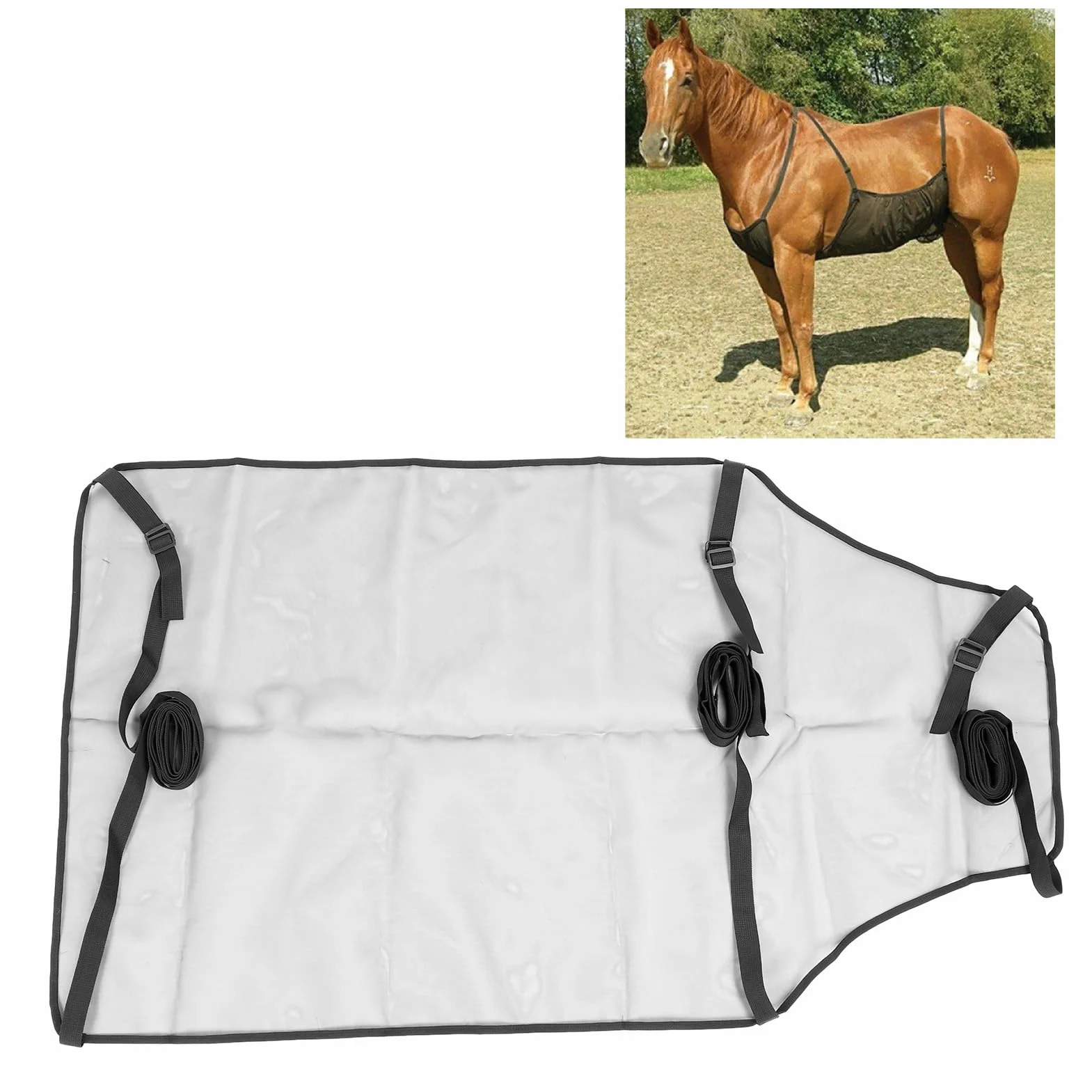 Protector de Vientre de Caballo, Protector de Vientre de Malla para Montar a Caballo, Ajustable, Suave, Transpirable, Ligero, Ajuste Estable, Protector Equino, Cubierta de