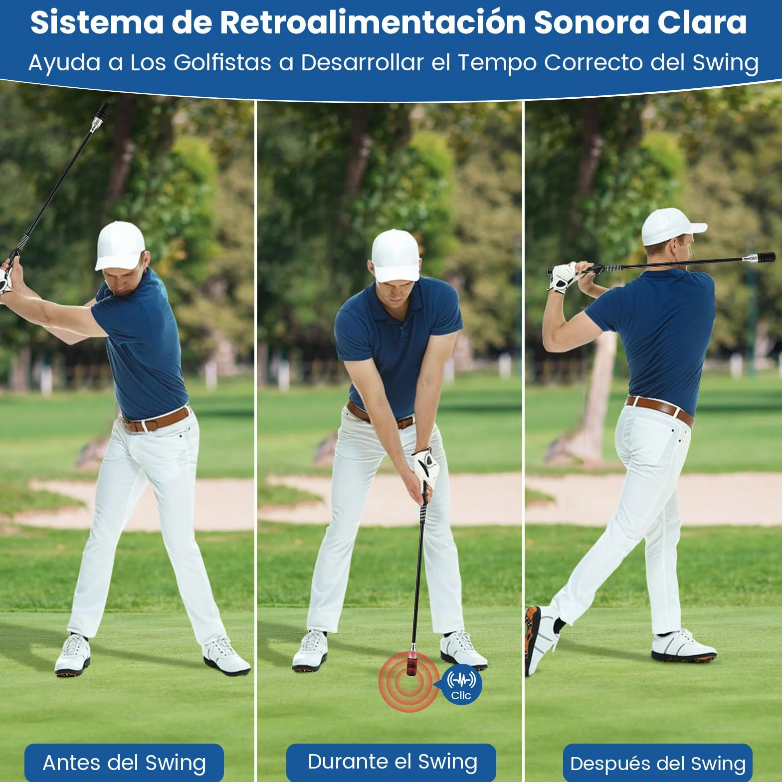 COSTWAY Entrenador de Golf, Ayuda de Entrenamiento Velocidad, Flexibilidad, Equilibrio, Tempo y Fuerza, Corrección del Ritmo del Swing con Sonido