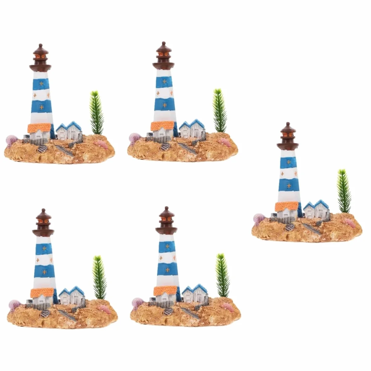 Alipis 5 Piezas Adornos de Acuario Decoración Acuario Adorno Acuario decoración Escritorio Castillo de Adorno de Acuario Escultura del Faro Adornos de Estilo Faro de Resina