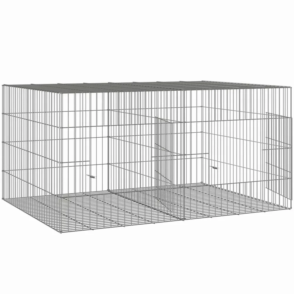 Jaula de conejo 2 paneles 110 x 79 x 54 cm, hierro galvanizado plateado 02_0041685