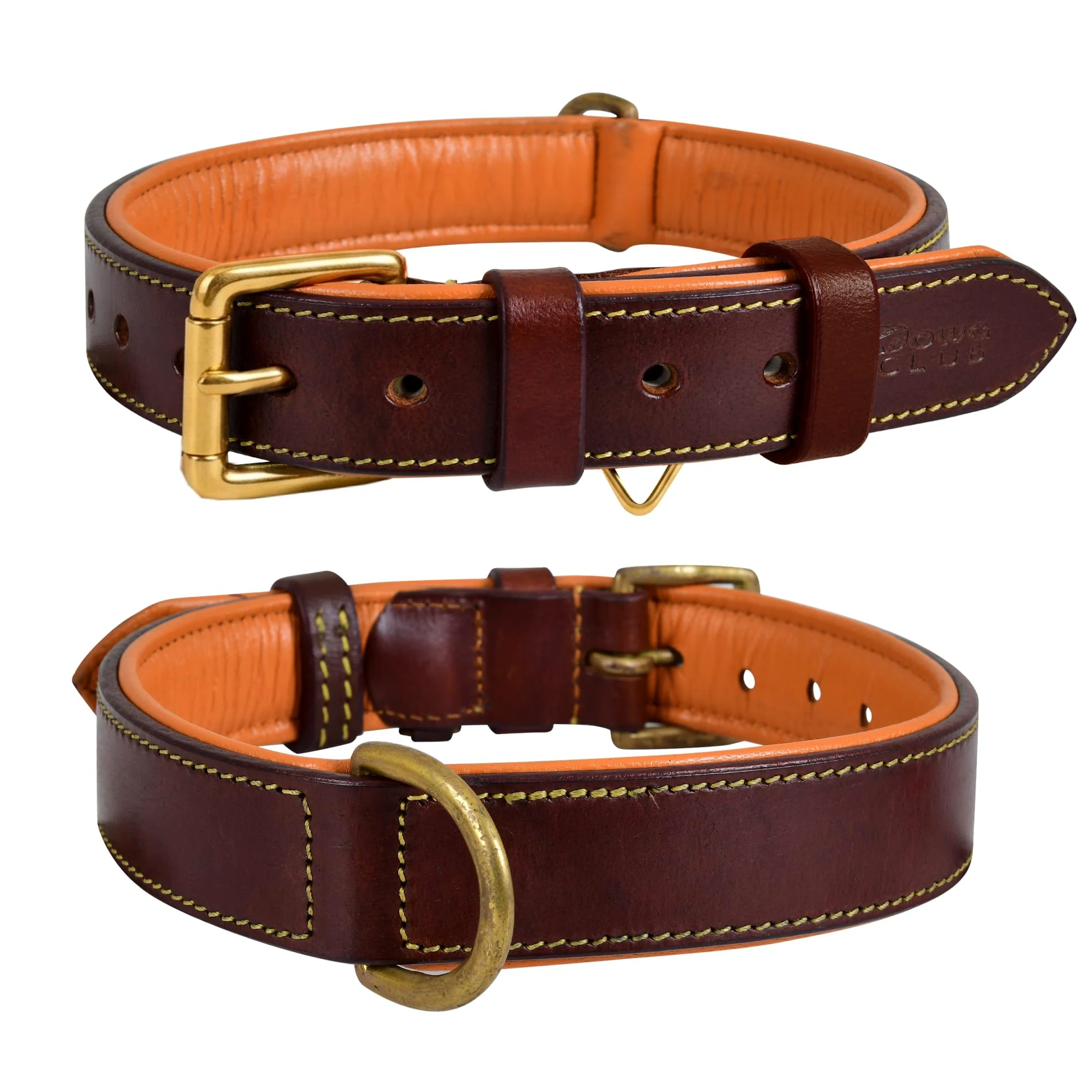 Collar de Cuero Genuino para Perro | Grano Completo, Resistente, cómodo, Fuerte, Ideal para Cachorros, Razas pequeñas, Medianas y Grandes | (XL (Talla de Cuello 22.5-25.5"), marrón)